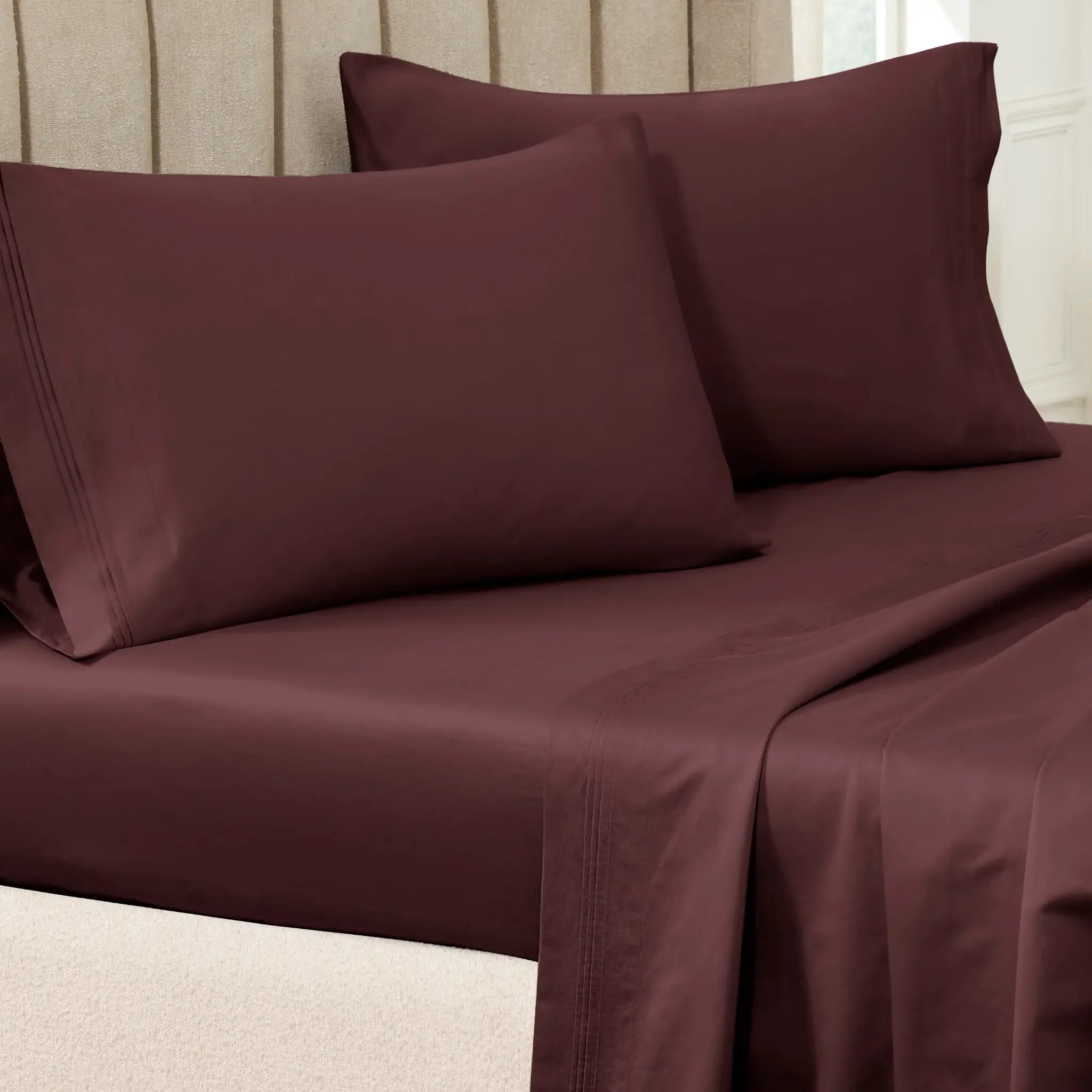 100% Egyptian Cotton 650 Thread Count Solid Pillowcase Set - Egyptian Cotton Pillowcases by Superior Brand