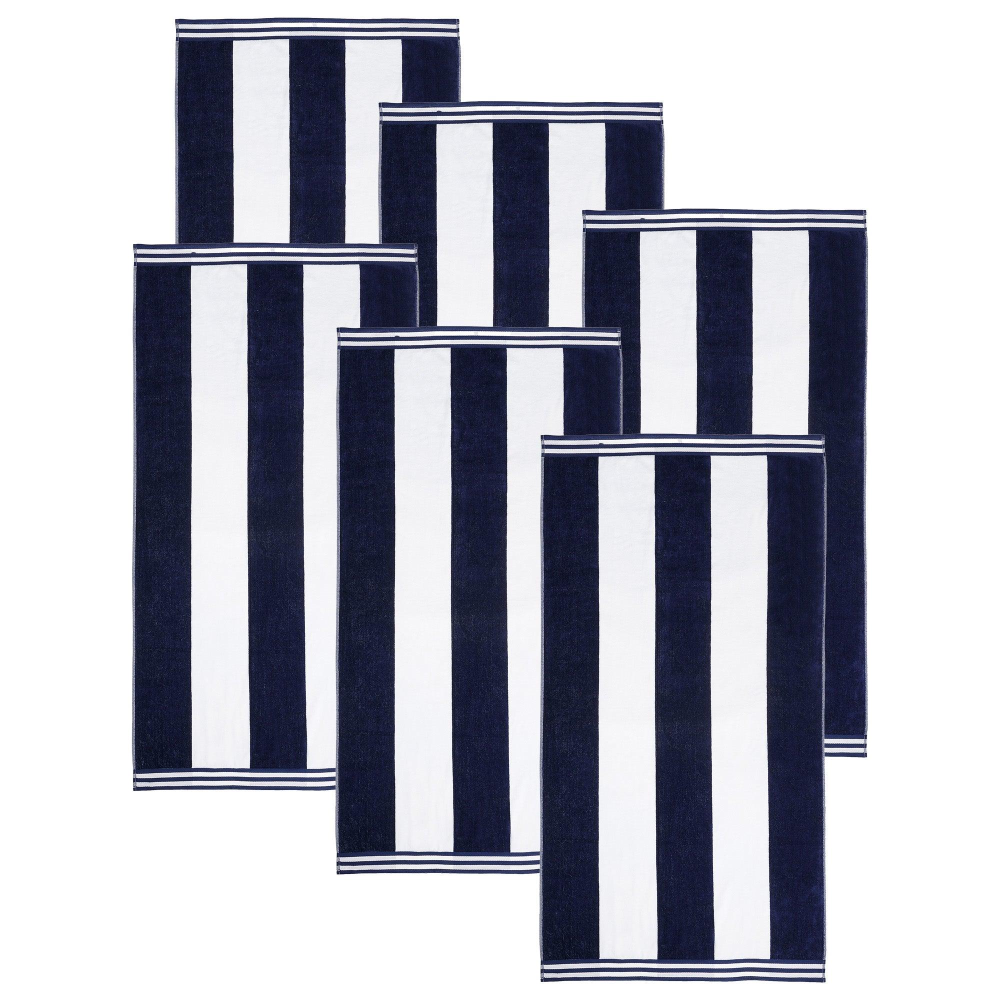 Cabana Stripe Oversized Cotton Beach Towel Set of 2, 4, or 6 Piece - Beach Towel by Superior Brand