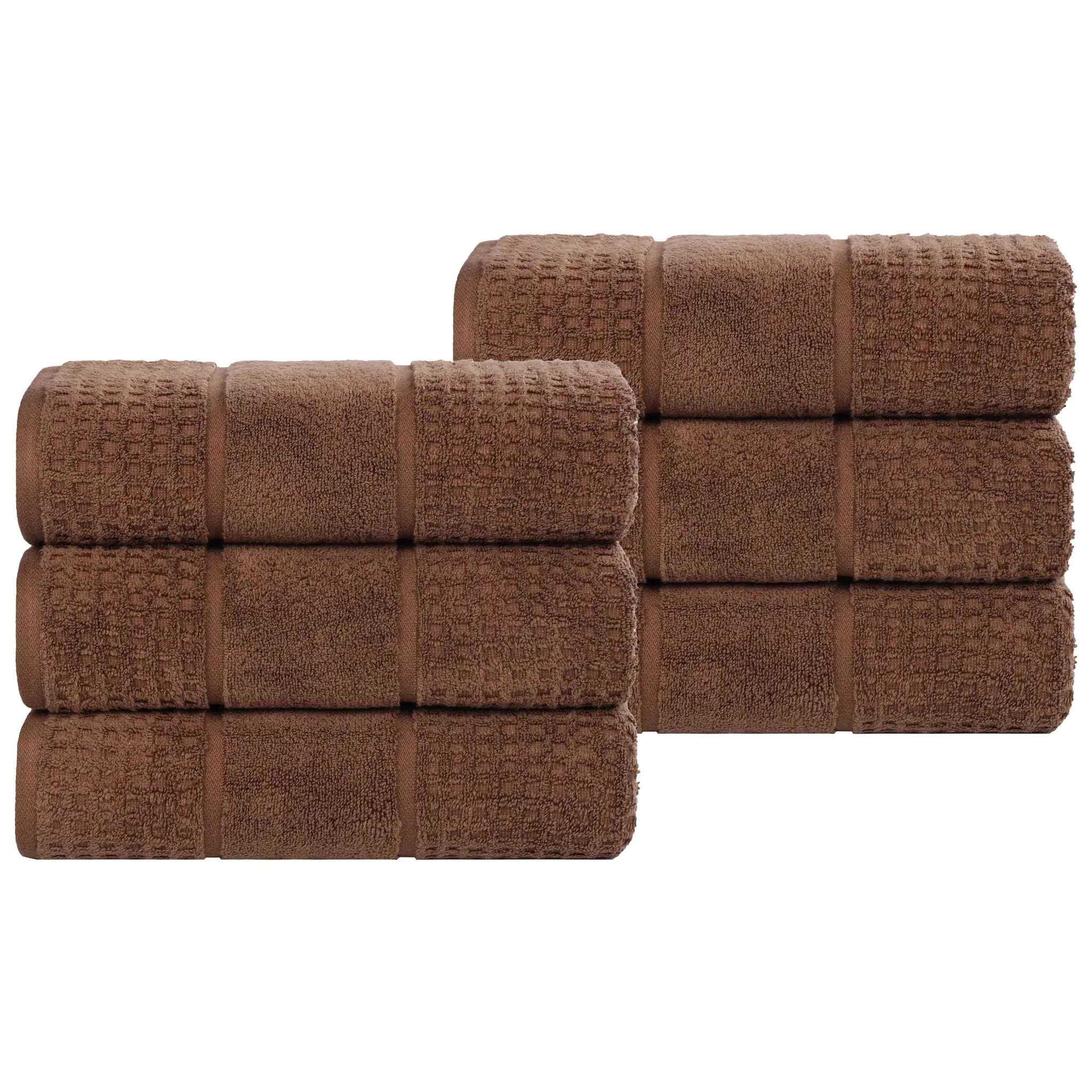 Napa Zero Twist Cotton Solid Waffle Honeycomb Hand Towel Set of 6 - Towel Set by Superior Brand