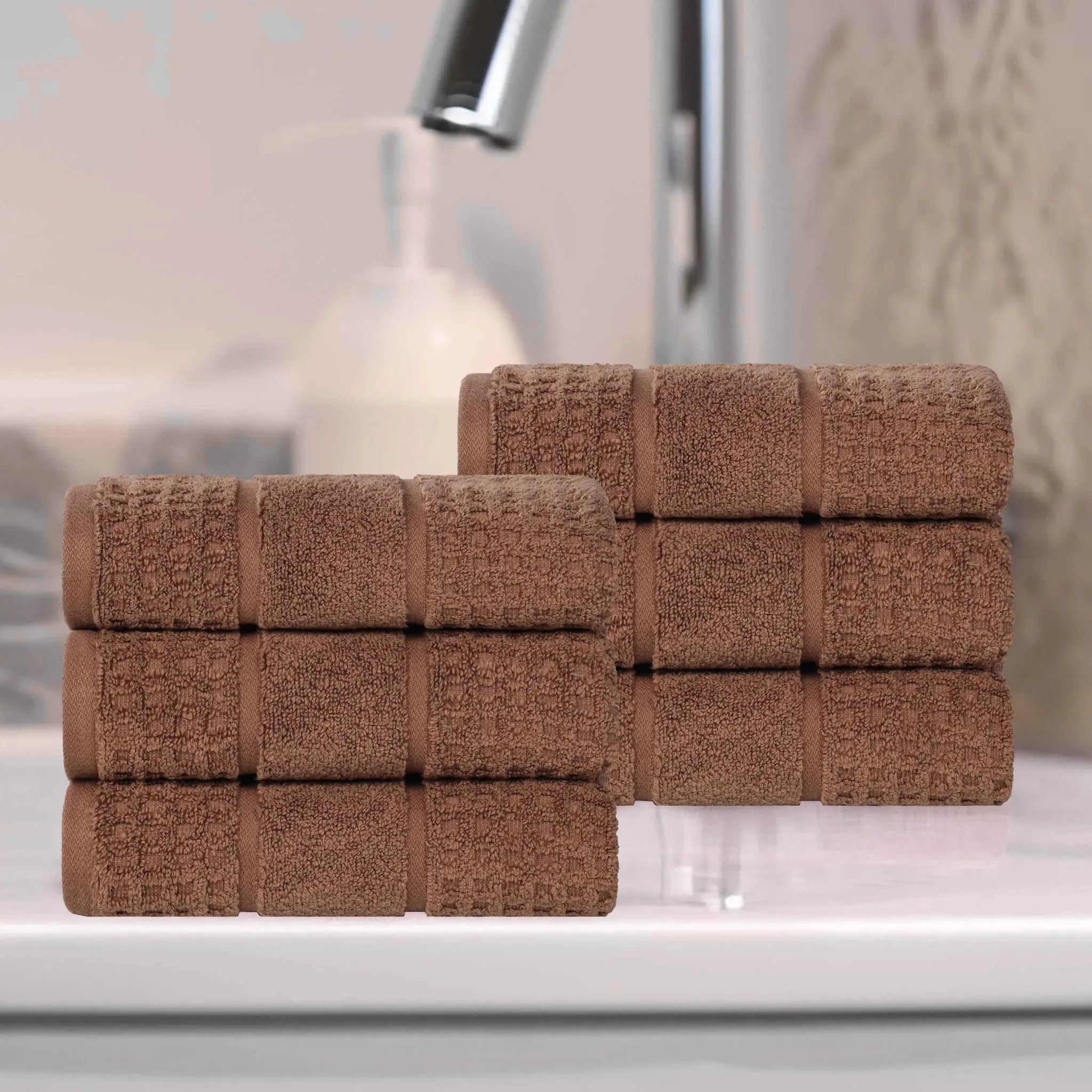 Napa Zero Twist Cotton Solid Waffle Honeycomb Hand Towel Set of 6 - Towel Set by Superior Brand