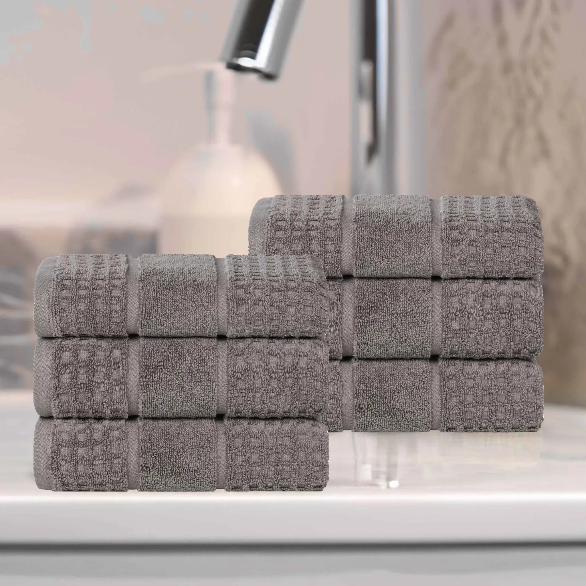 Napa Zero Twist Cotton Solid Waffle Honeycomb Hand Towel Set of 6 - Towel Set by Superior Brand