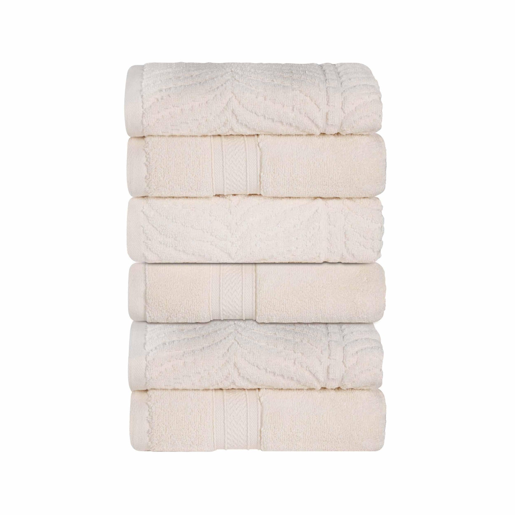 Chevron Zero Twist Cotton Solid and Jacquard Hand Towel Set of 6