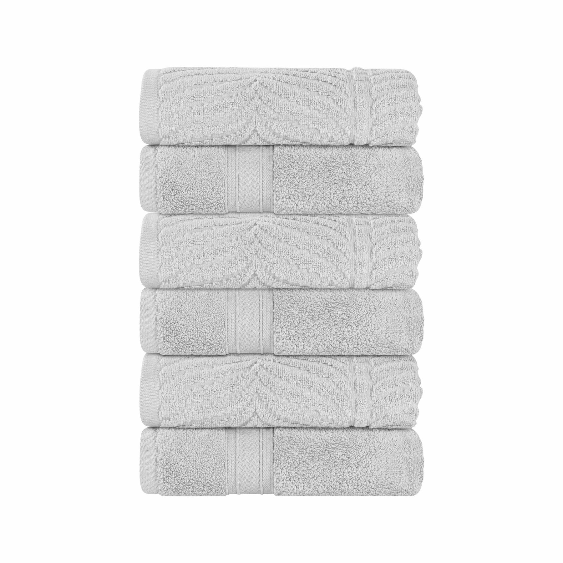 Chevron Zero Twist Cotton Solid and Jacquard Hand Towel Set of 6