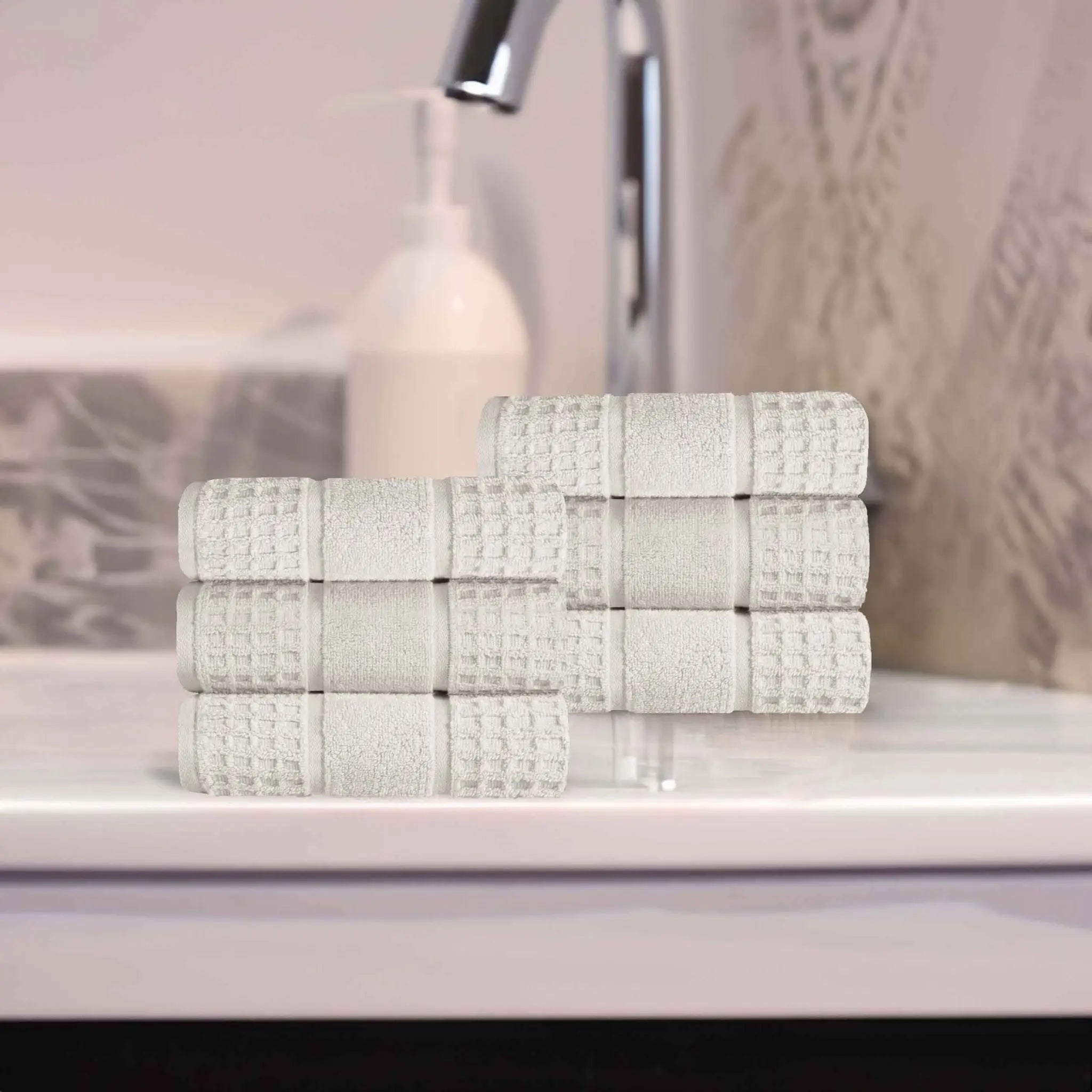 Napa Zero Twist Cotton Solid Waffle Honeycomb Hand Towel Set of 6 - Towel Set by Superior Brand