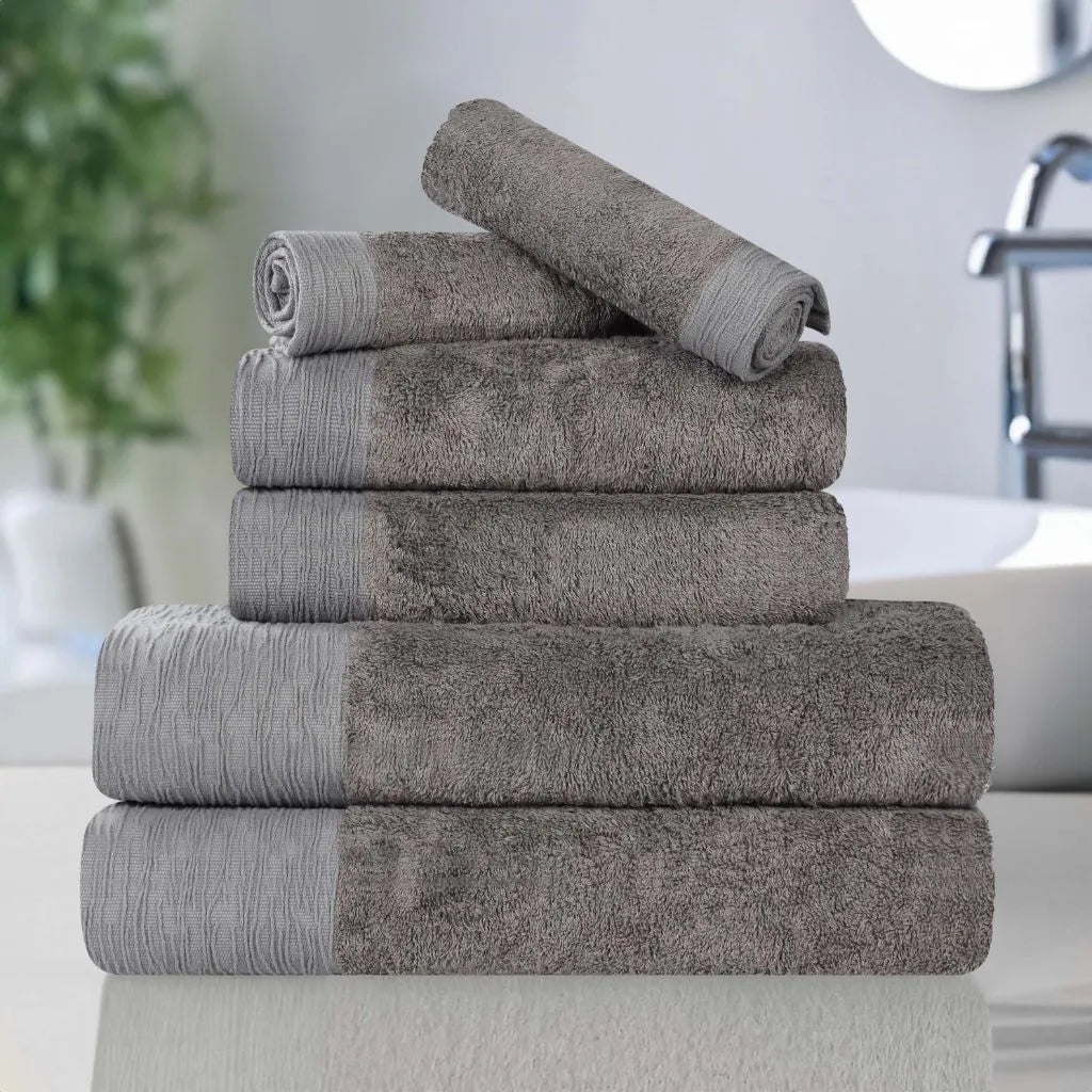 Rayon from Bamboo Eco-Friendly Fluffy Soft Solid 6 Piece Towel Set - Towel Set by Superior Brand