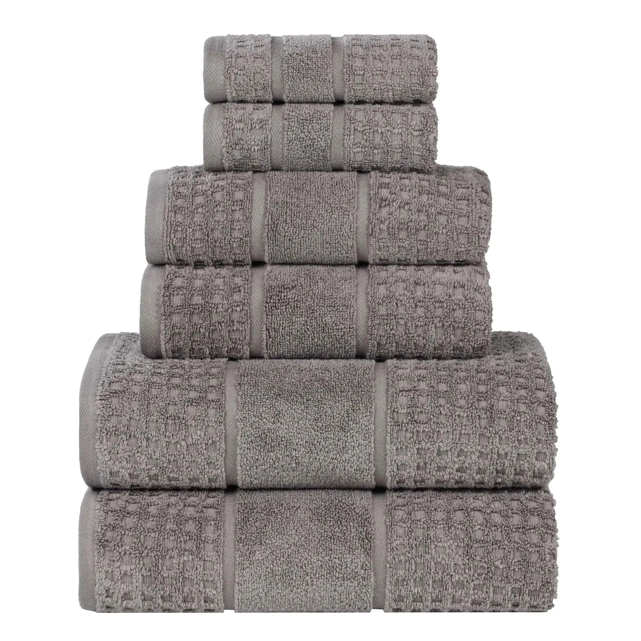 Zero Twist Cotton Waffle Towel Set 6-Piece - Napa - Towel Set by Superior Brand