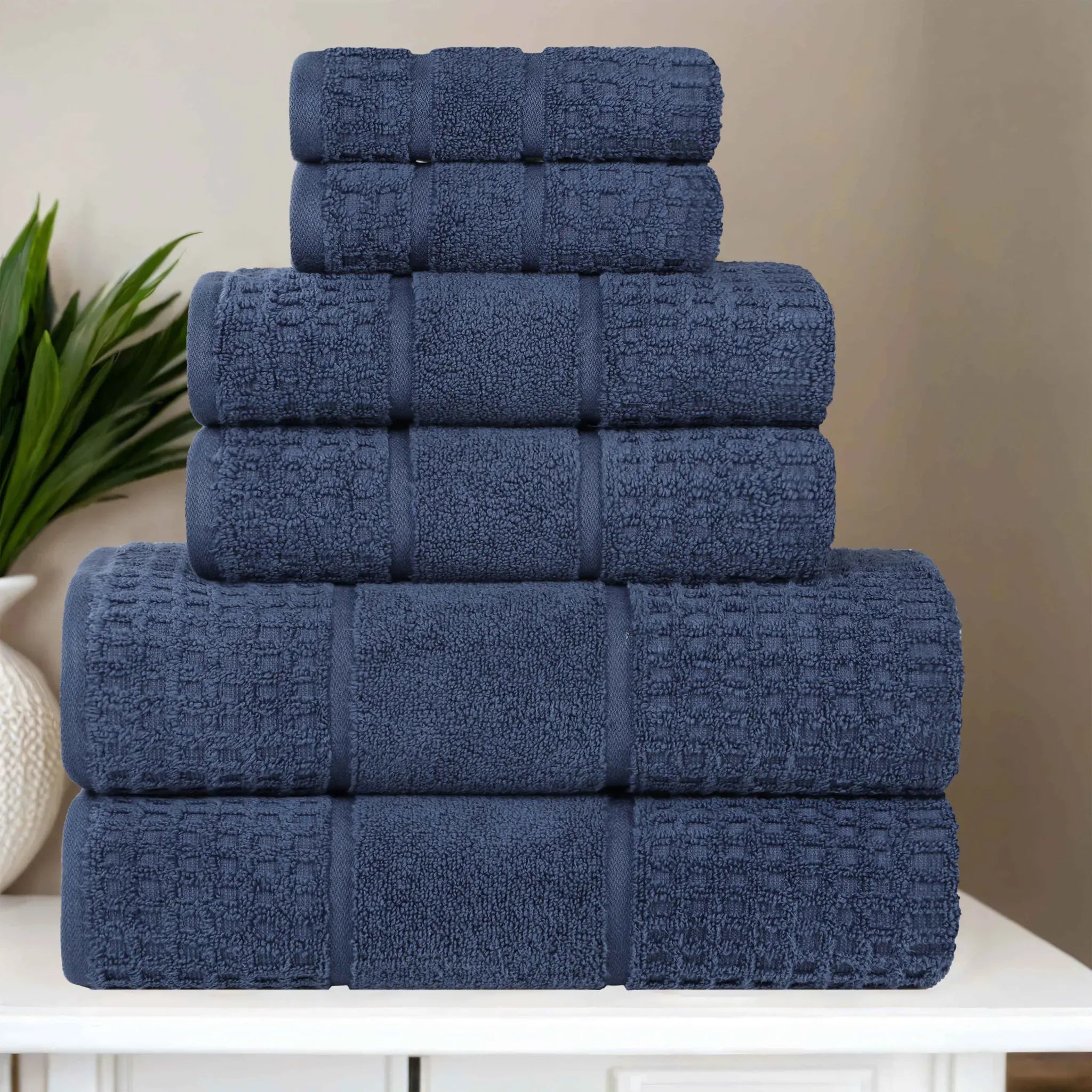 Zero Twist Cotton Waffle Towel Set 6-Piece - Napa - Towel Set by Superior Brand