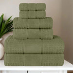 Zero Twist Cotton Waffle Towel Set 6-Piece - Napa - Towel Set by Superior Brand