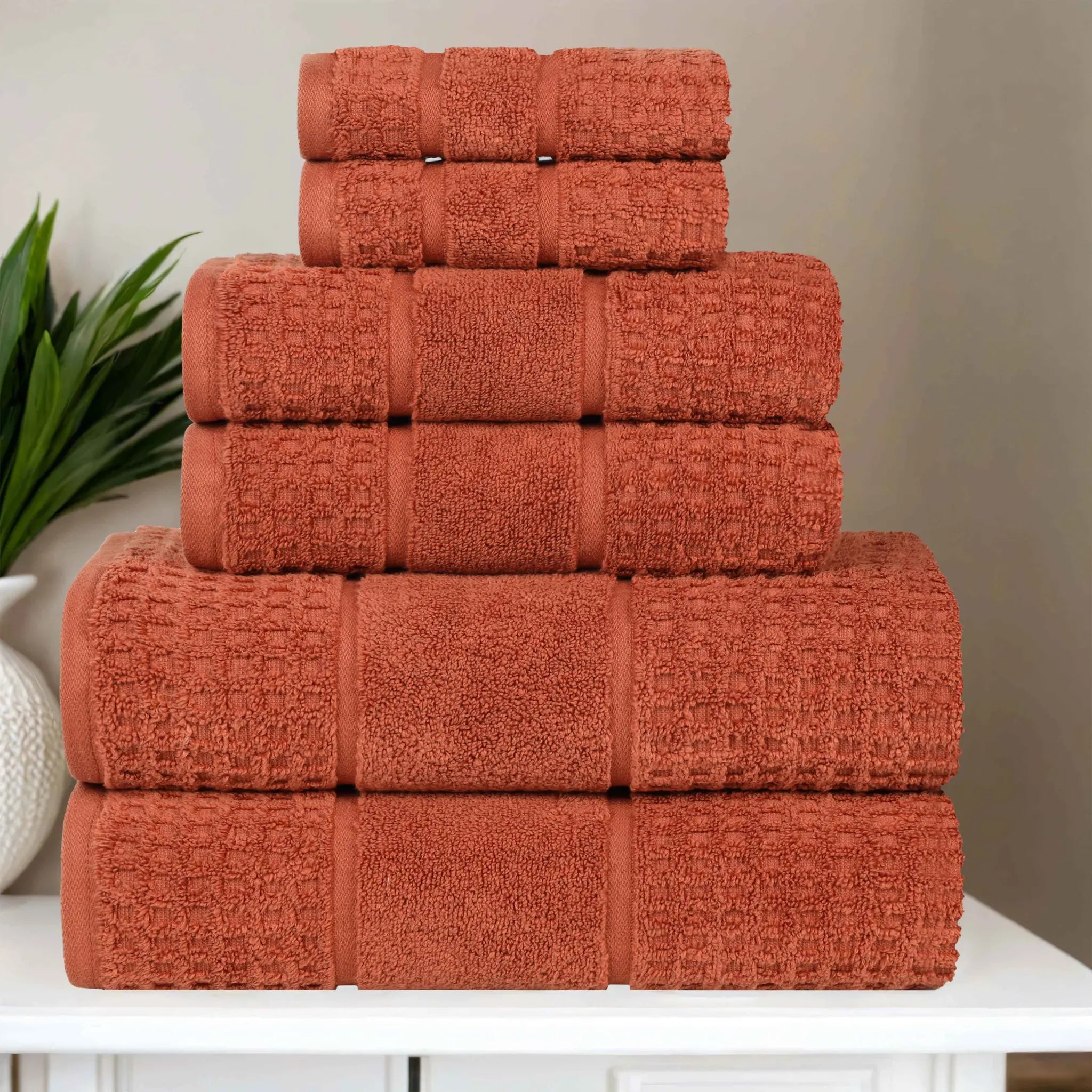 Zero Twist Cotton Waffle Towel Set 6-Piece - Napa - Towel Set by Superior Brand
