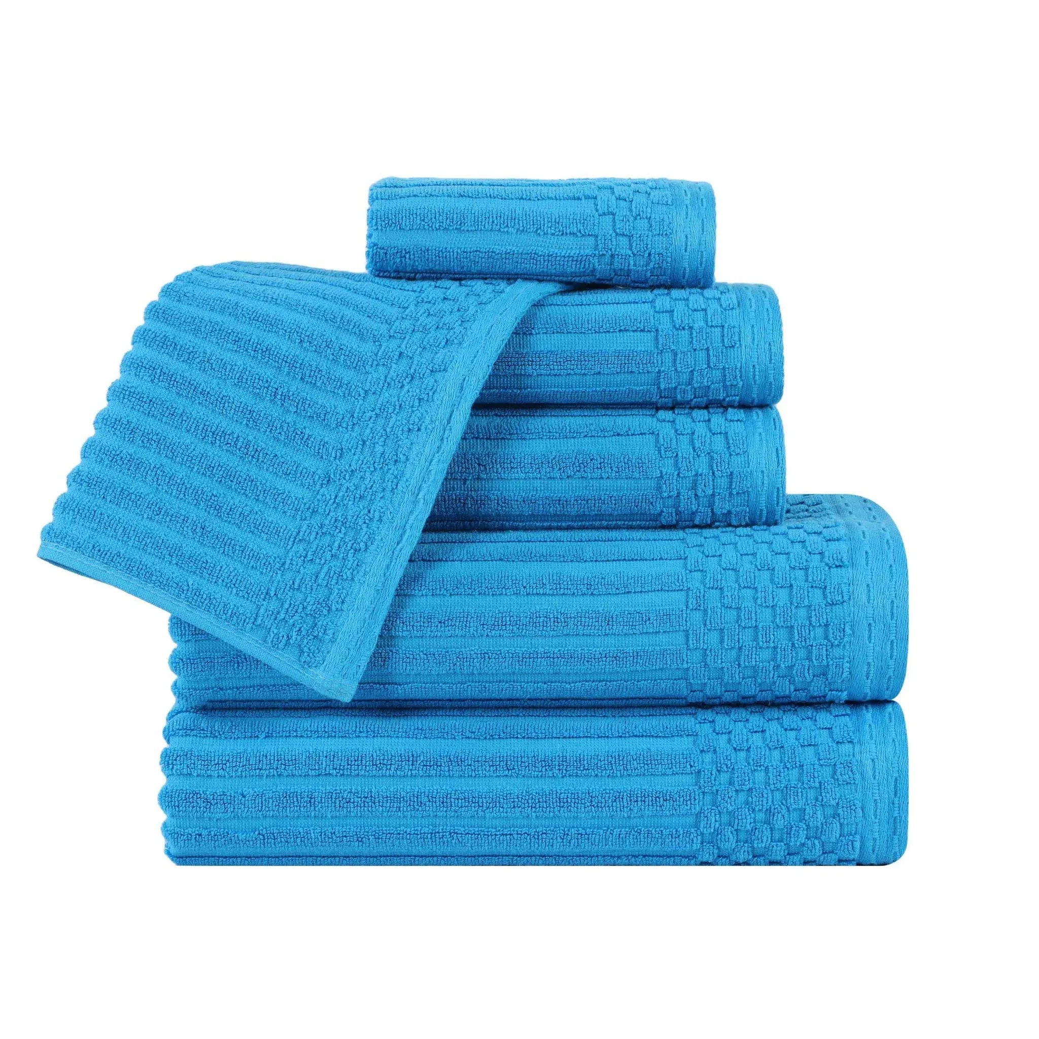 Soho Cotton Ribbed Textured Ultra Absorbent 6 Piece Towel Set - Towel Set by Superior Brand