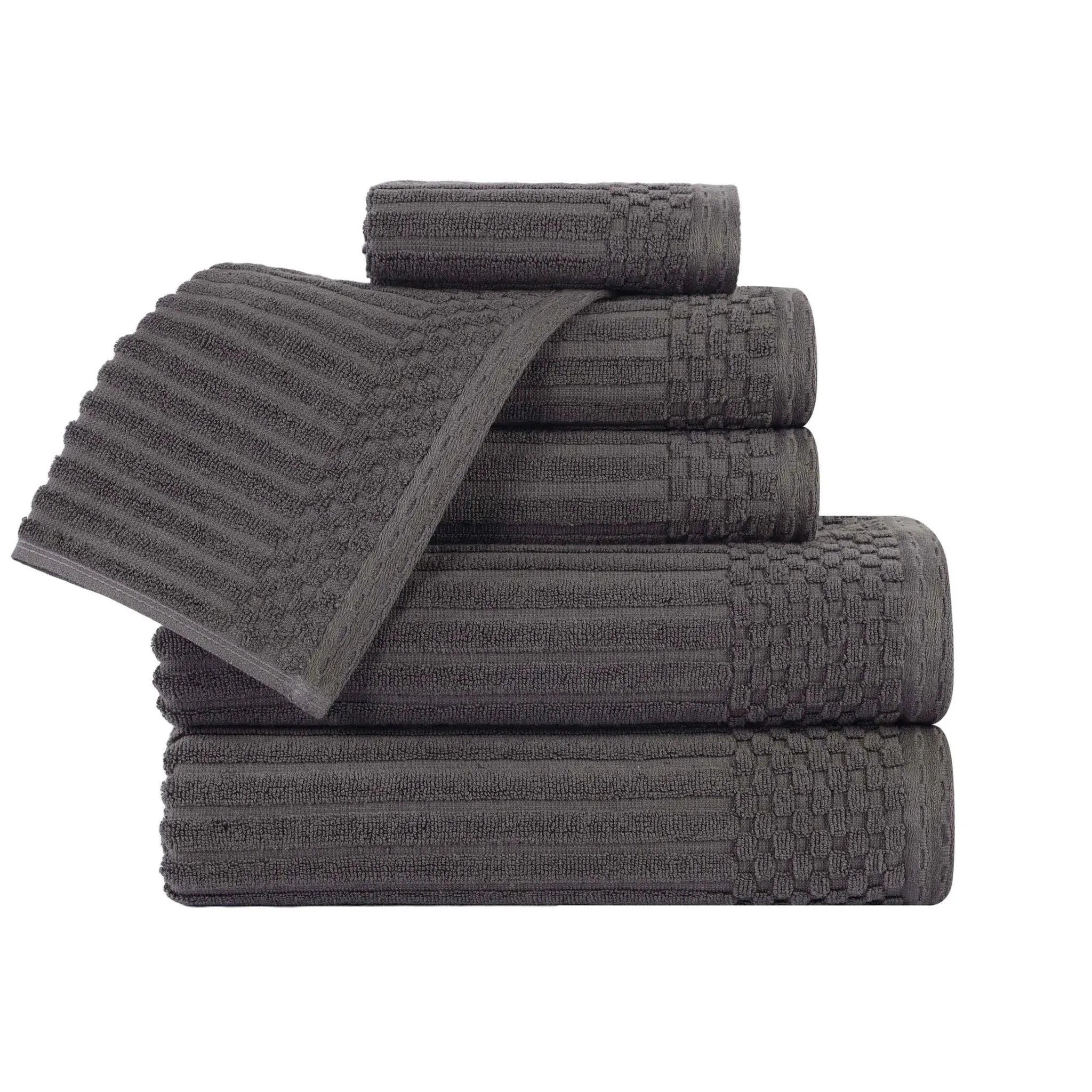 Soho Cotton Ribbed Textured Ultra Absorbent 6 Piece Towel Set - Towel Set by Superior Brand