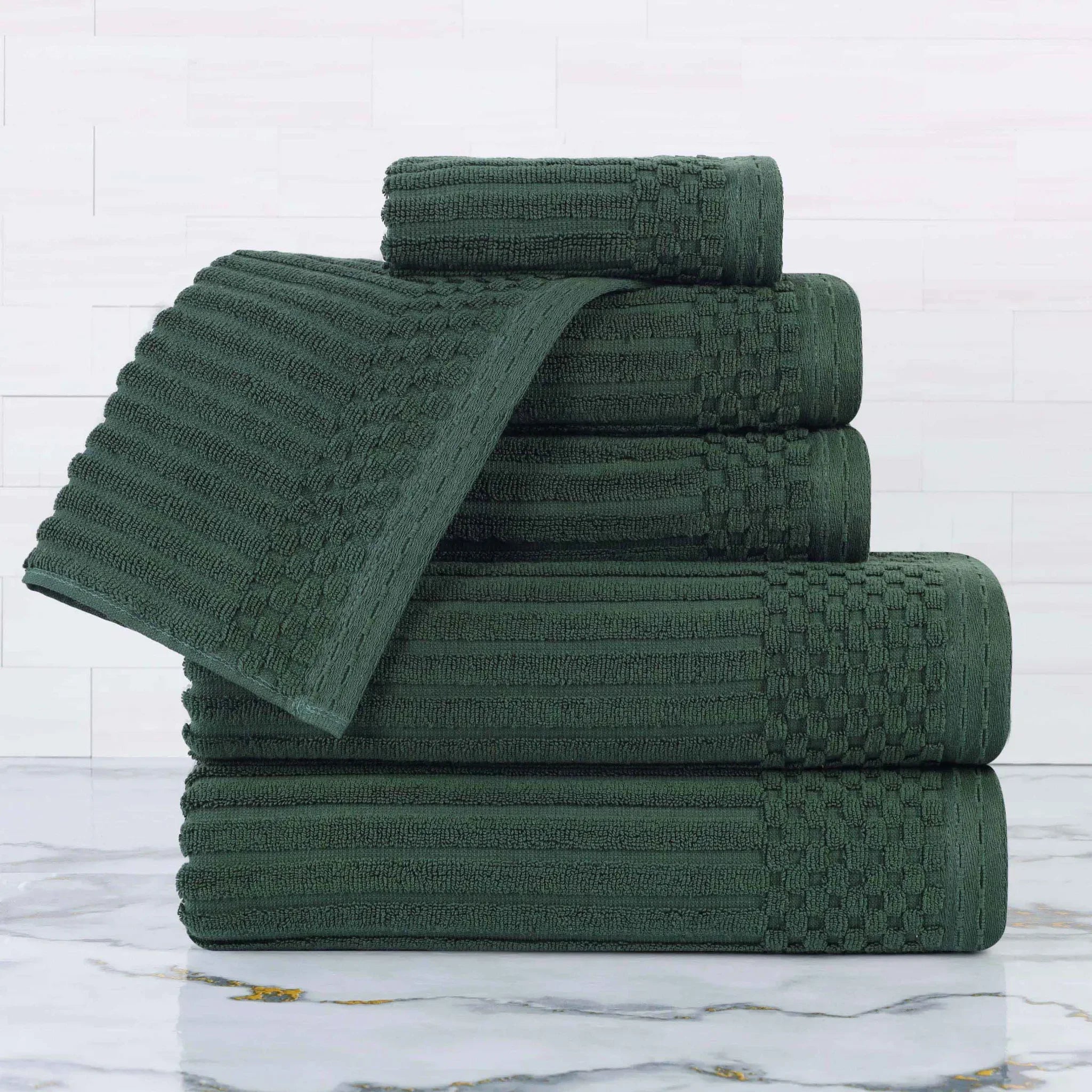 Soho Cotton Ribbed Towel Set 6 Piece - Towel Set by Superior Brand