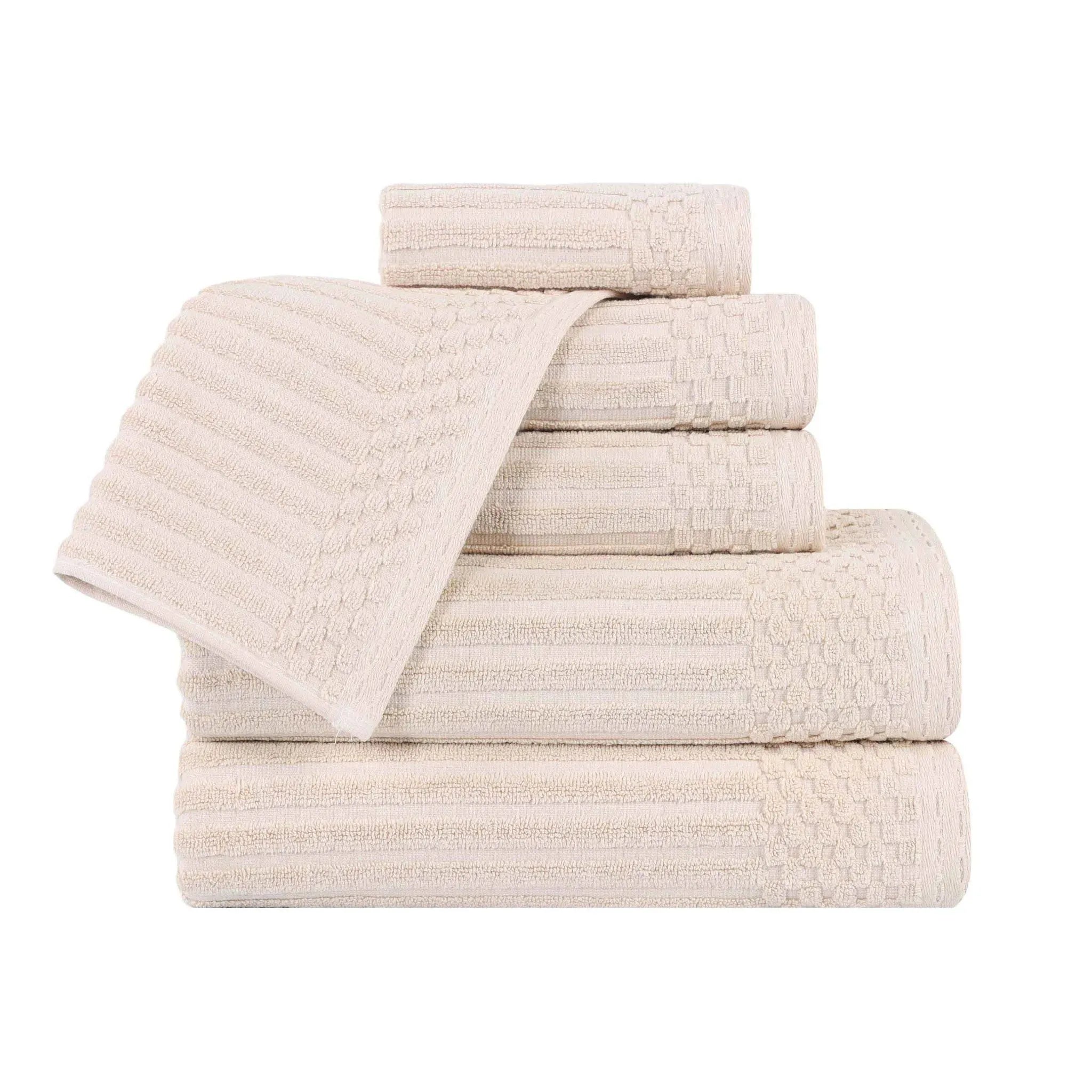 Soho Cotton Ribbed Textured Ultra Absorbent 6 Piece Towel Set - Towel Set by Superior Brand