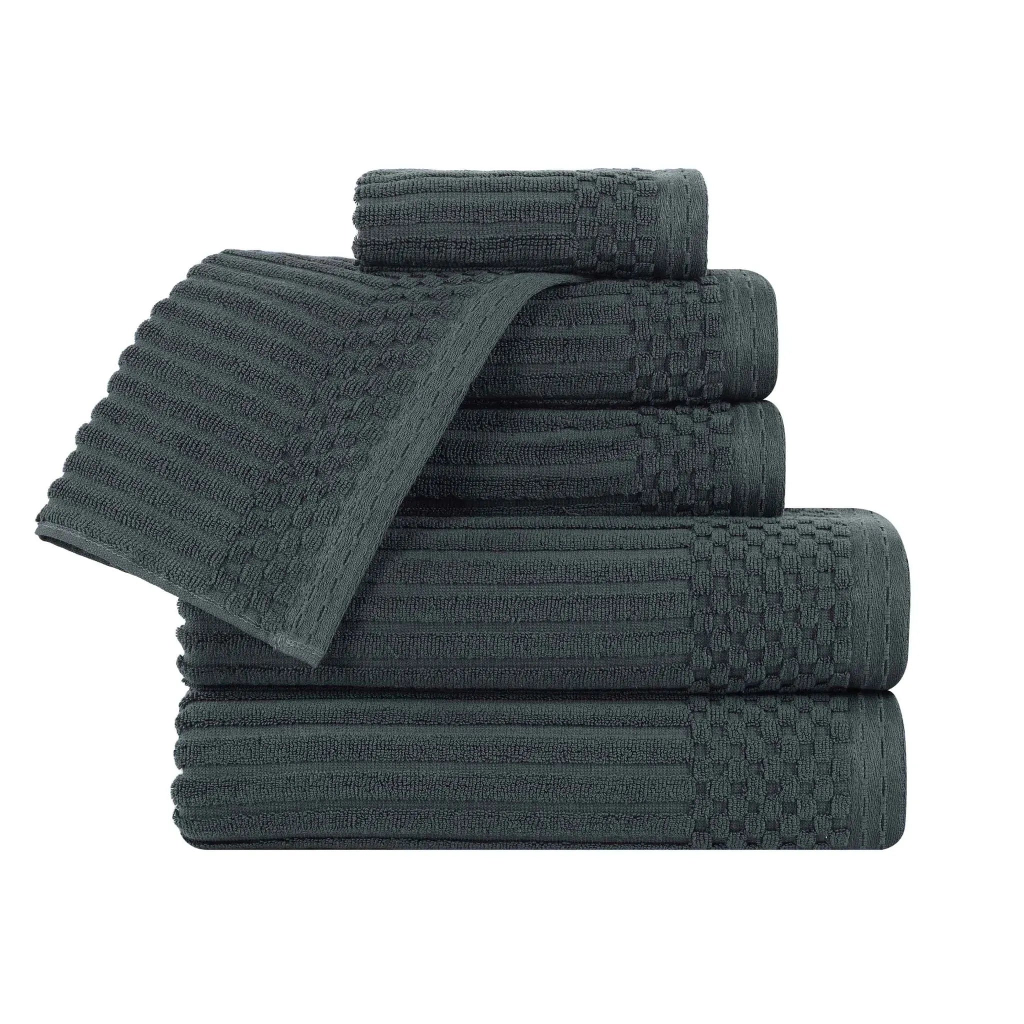 Soho Cotton Ribbed Textured Ultra Absorbent 6 Piece Towel Set - Towel Set by Superior Brand