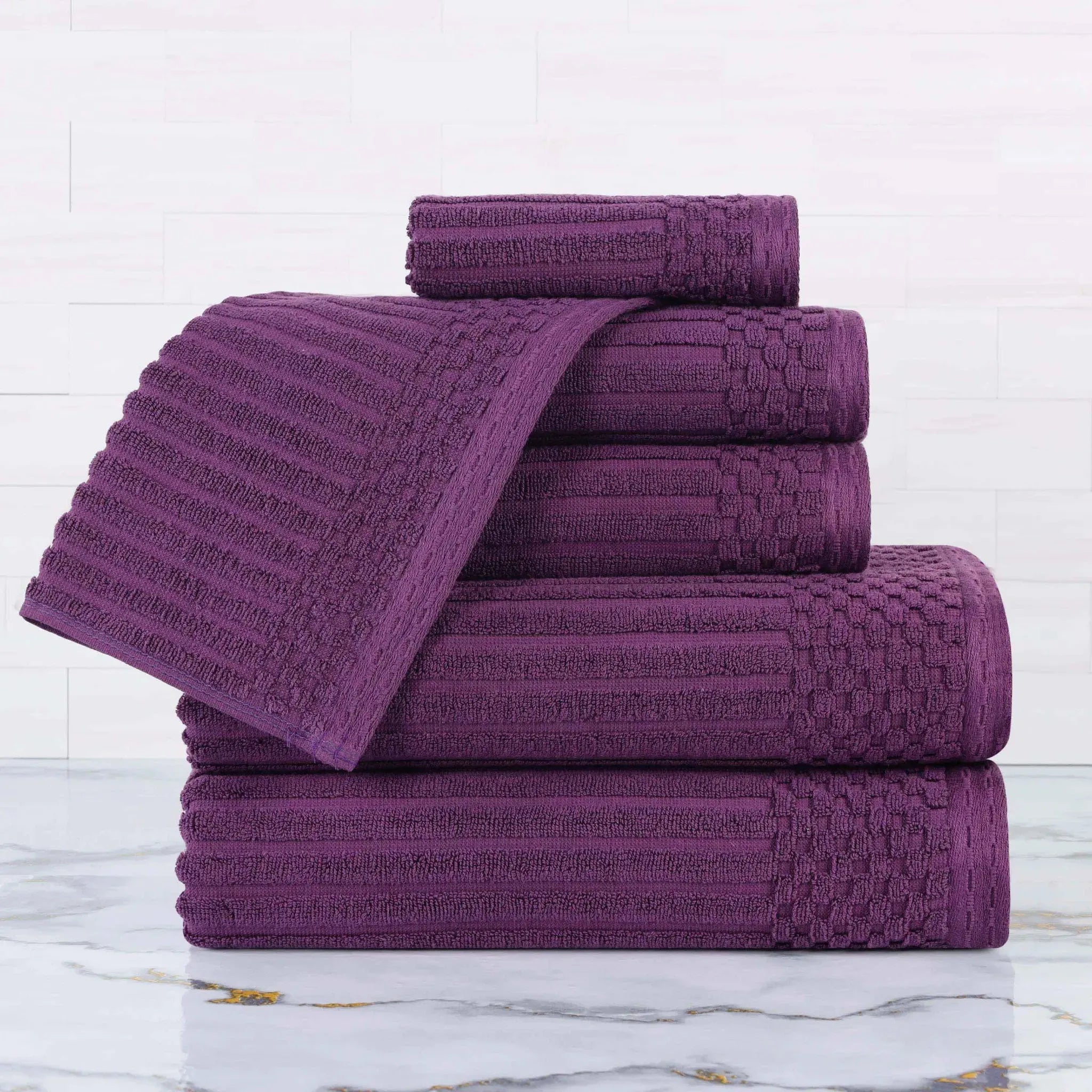 Soho Cotton Ribbed Textured Ultra Absorbent 6 Piece Towel Set - Towel Set by Superior Brand