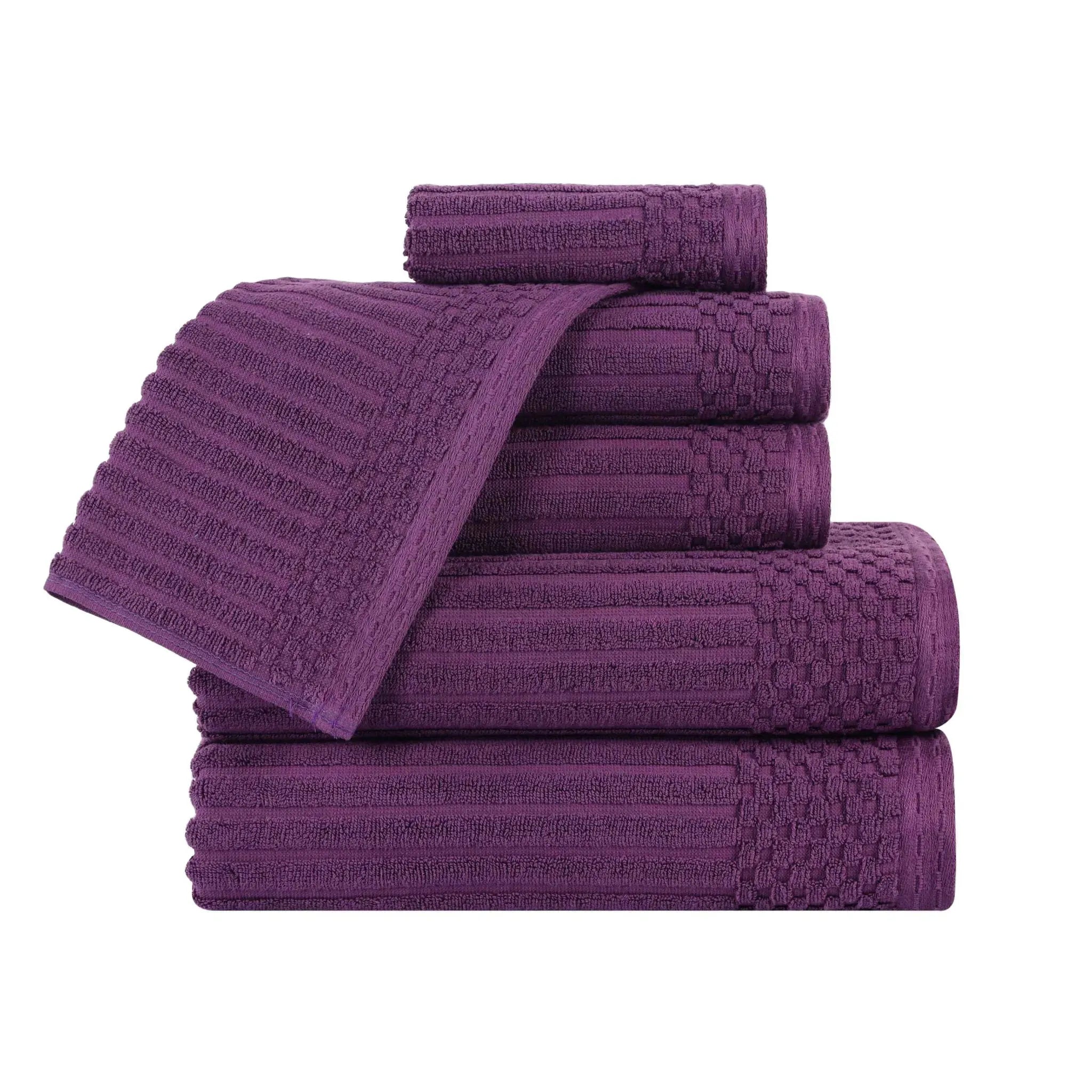 Soho Cotton Ribbed Textured Ultra Absorbent 6 Piece Towel Set - Towel Set by Superior Brand