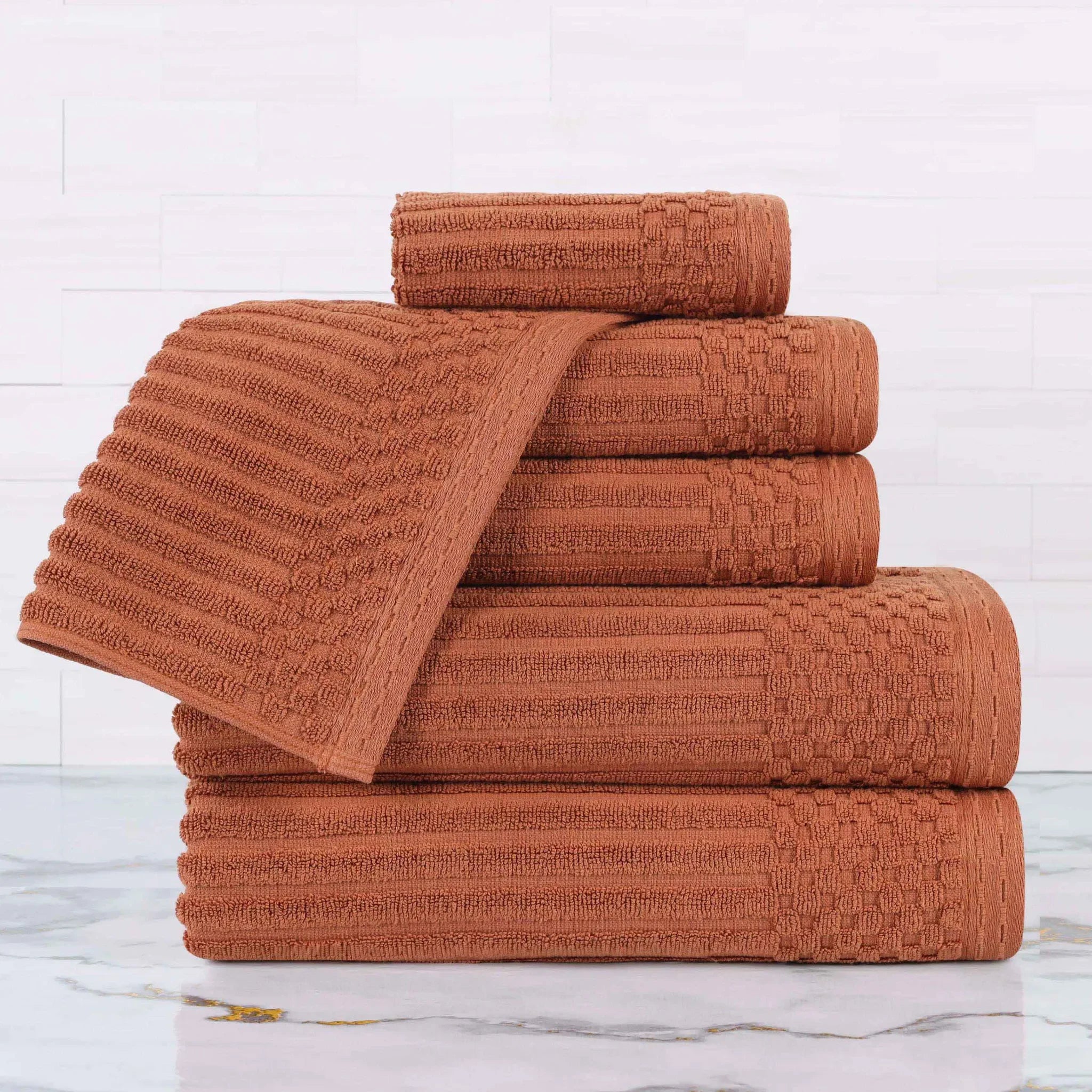 Soho Cotton Ribbed Towel Set 6 Piece - Towel Set by Superior Brand
