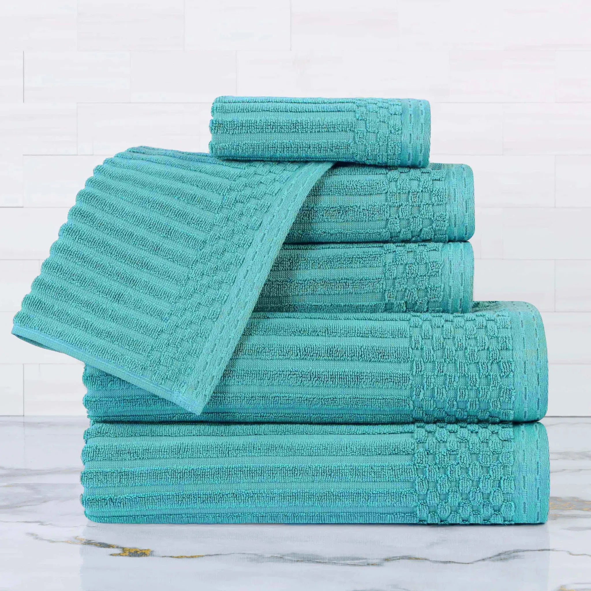 Soho Cotton Ribbed Textured Ultra Absorbent 6 Piece Towel Set - Towel Set by Superior Brand