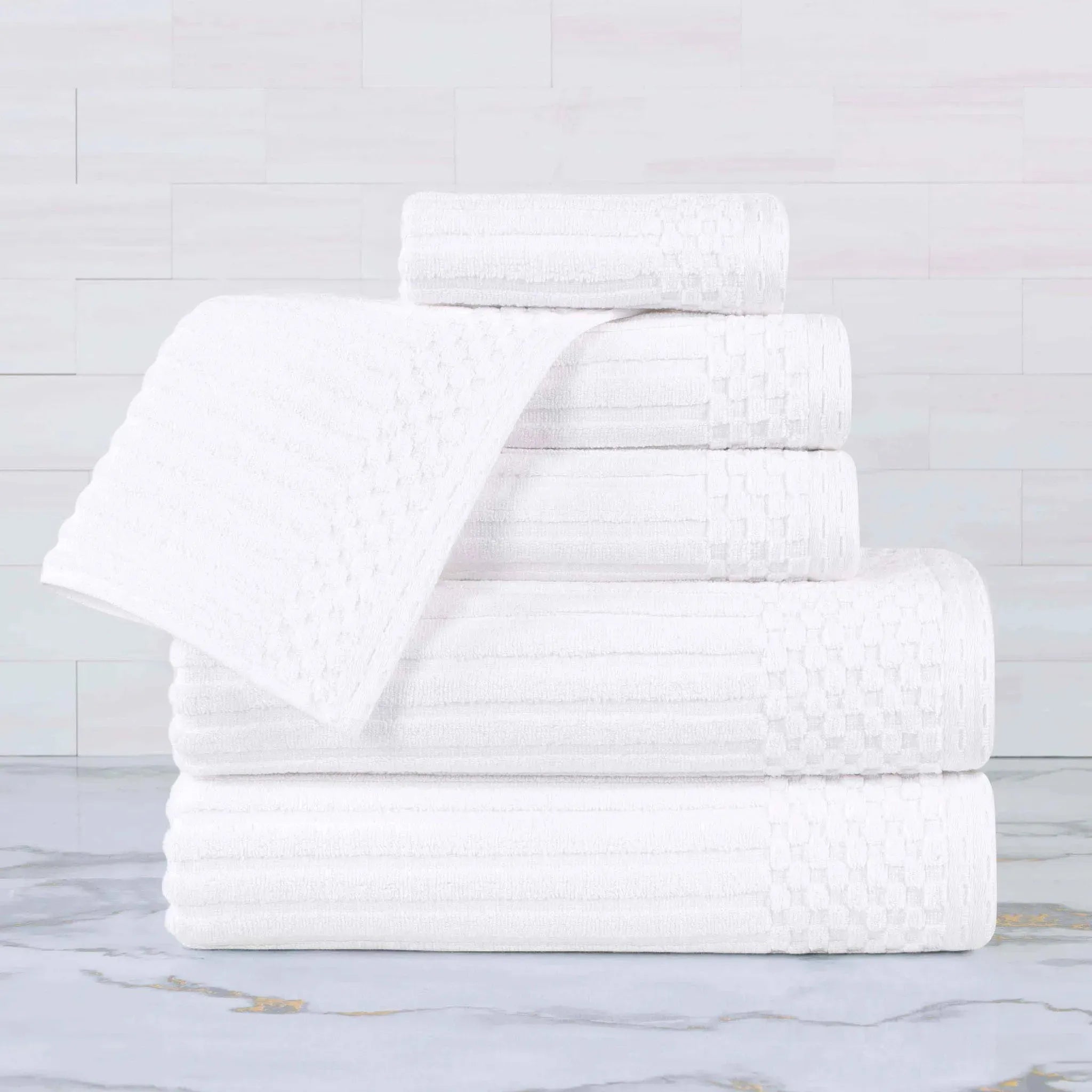 Soho Cotton Ribbed Textured Ultra Absorbent 6 Piece Towel Set - Towel Set by Superior Brand