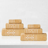 Sadie Zero Twist Cotton Elegant Floral Motif Absorbent Jacquard 6 Piece Towel Set