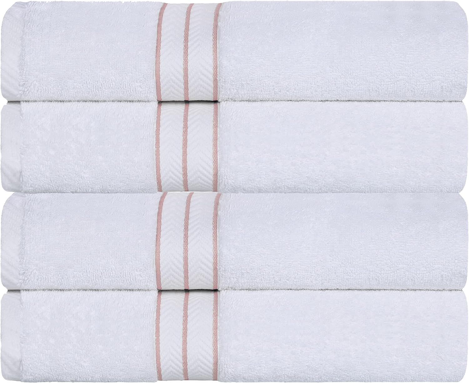 Superior Ultra-Plush Turkish Cotton Super Absorbent Solid Bath Towel Set of 4 - Tea Rose