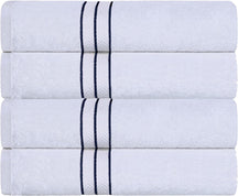Superior Ultra-Plush Turkish Cotton Super Absorbent Solid Bath Towel Set of 4 - Navy Blue