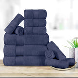 Turkish Cotton Towel Set 12-Piece Aria Plush Solid - Towel Set by Superior Brand