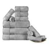 Turkish Cotton Towel Set 12-Piece Aria Plush Solid - Towel Set by Superior Brand