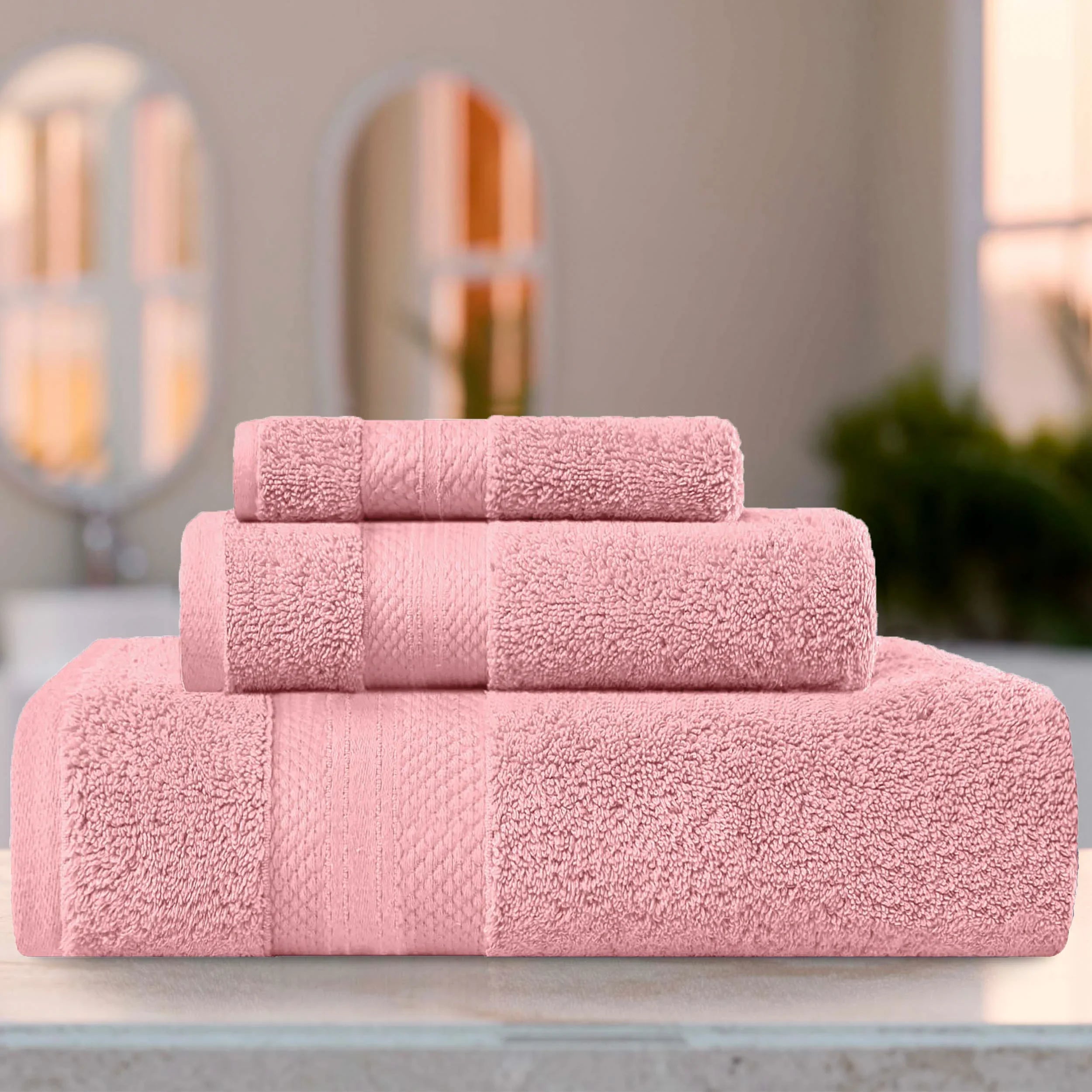 Turkish Cotton Towel Set 3-Piece Aria Plush Solid - Towel Set by Superior Brand