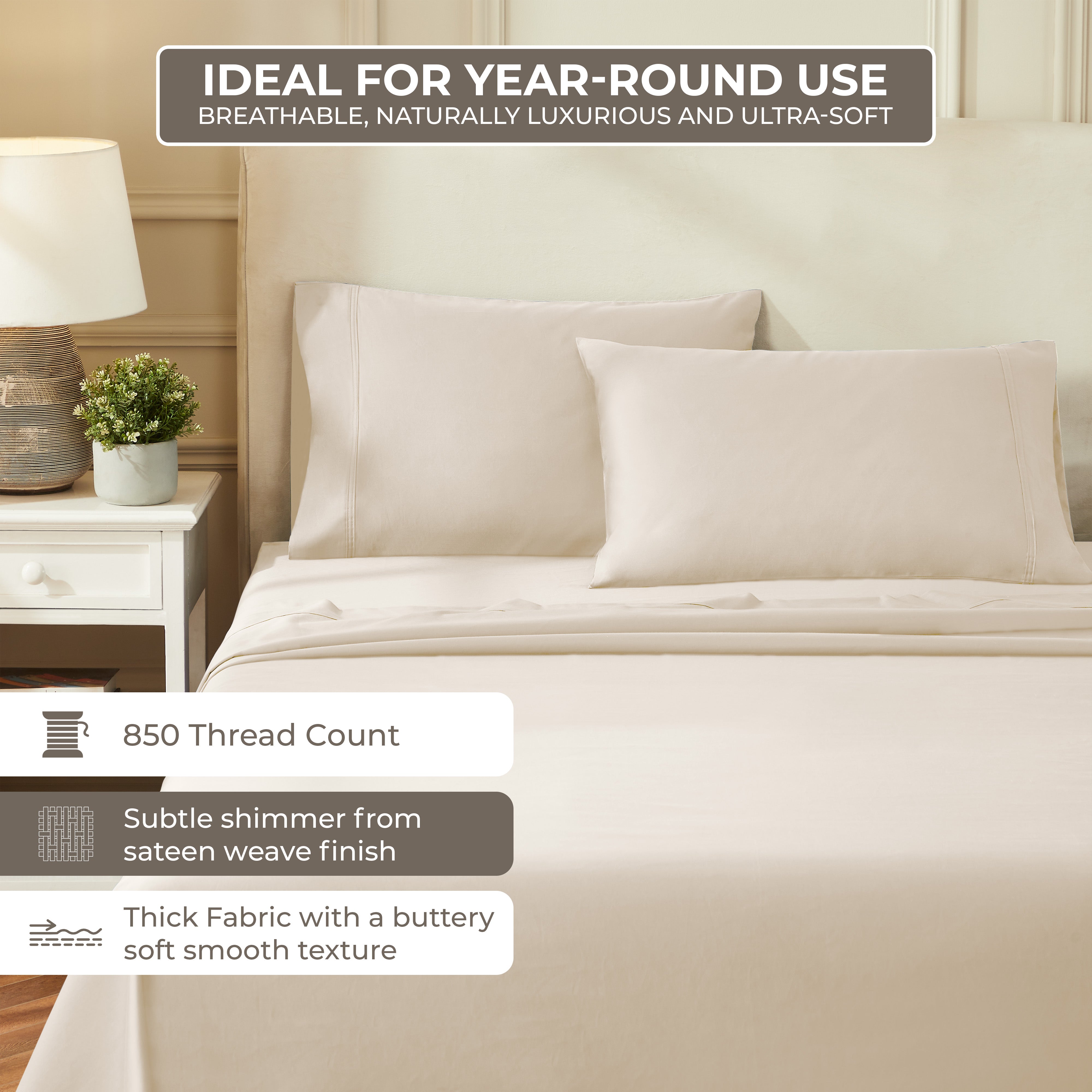 100% Egyptian Cotton 850 Thread Count Solid Bed Pillowcase Set - Pillowcases by Superior Brand