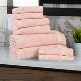 Rolla Cotton Geometric Jacquard Plush Soft Absorbent 8 Piece Towel Set - Towel Set by Superior Brand