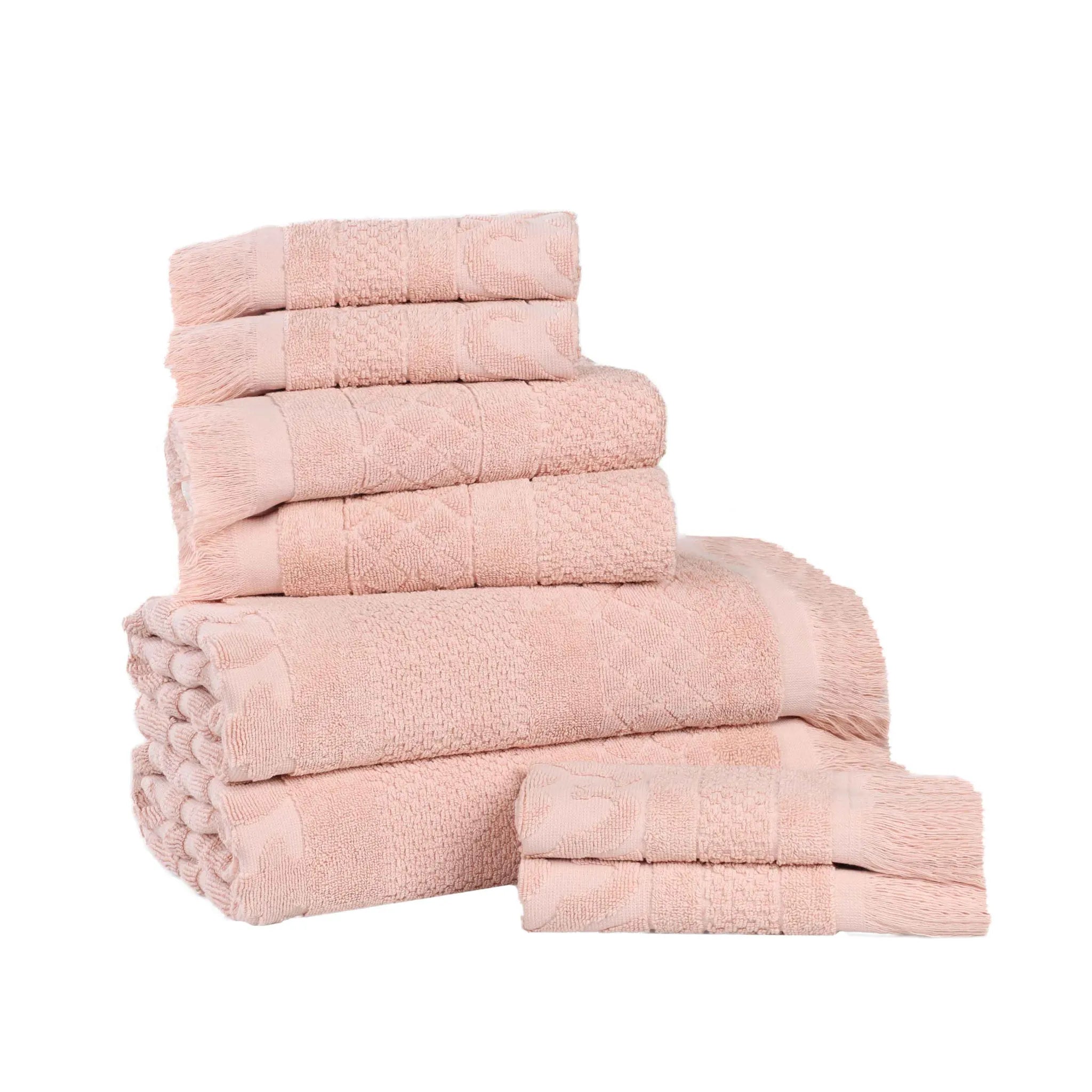 Rolla Cotton Geometric Jacquard Plush Soft Absorbent 8 Piece Towel Set - Towel Set by Superior Brand