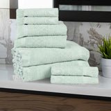 Rolla Cotton Geometric Jacquard Plush Soft Absorbent 8 Piece Towel Set - Towel Set by Superior Brand