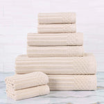 Cotton Ribbed Textured Towel Set 8-Piece - Soho - Towel Set by Superior Brand