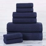 Cotton Ribbed Textured Towel Set 8-Piece - Soho - Towel Set by Superior Brand