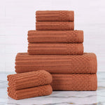 Cotton Ribbed Textured Towel Set 8-Piece - Soho - Towel Set by Superior Brand