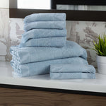 Rolla Cotton Geometric Jacquard Plush Soft Absorbent 8 Piece Towel Set - Towel Set by Superior Brand