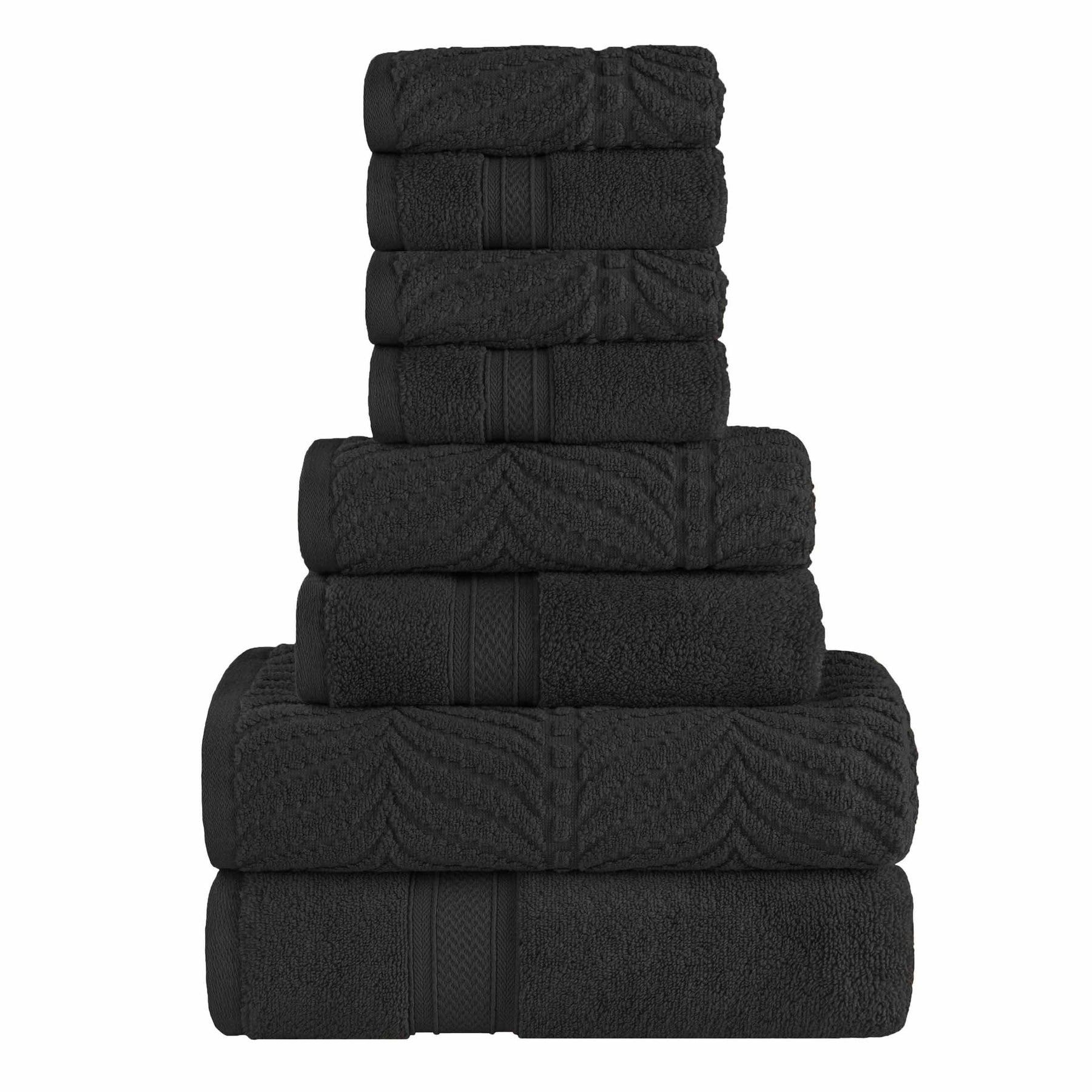 Chevron Zero Twist Cotton Solid and Jacquard 8 Piece Towel Set