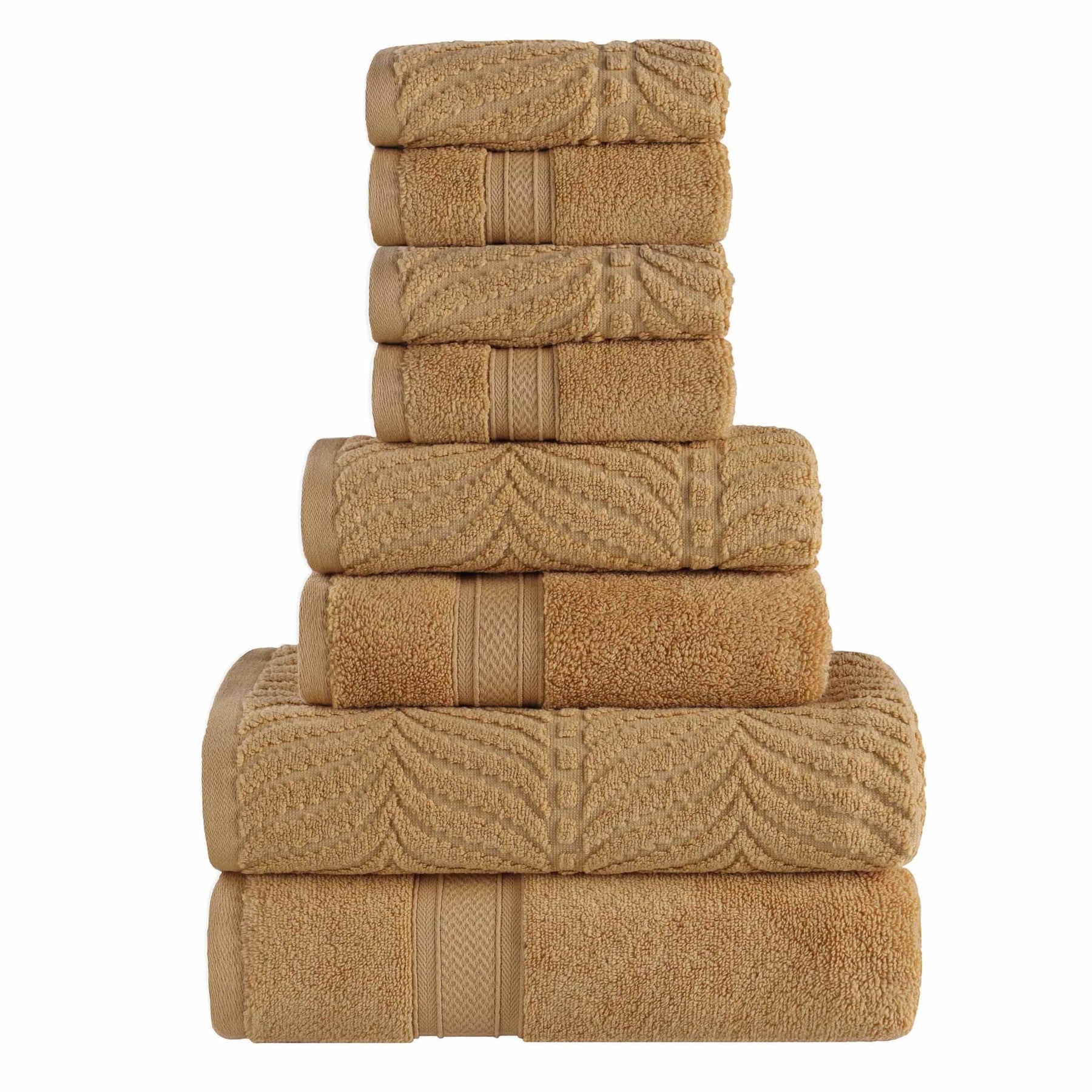 Chevron Zero Twist Cotton Solid and Jacquard 8 Piece Towel Set