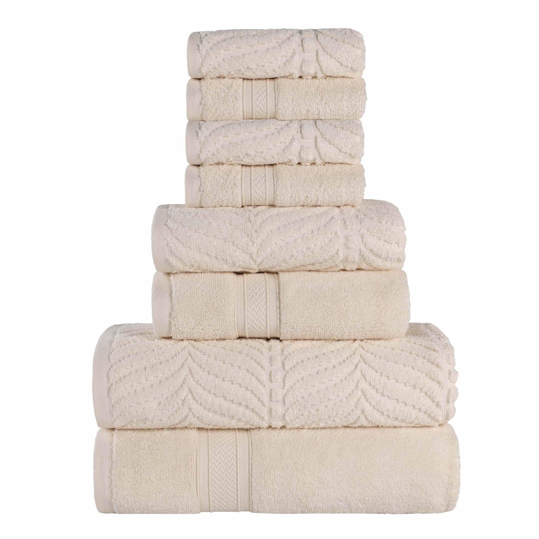 Chevron Zero Twist Cotton Solid and Jacquard 8 Piece Towel Set