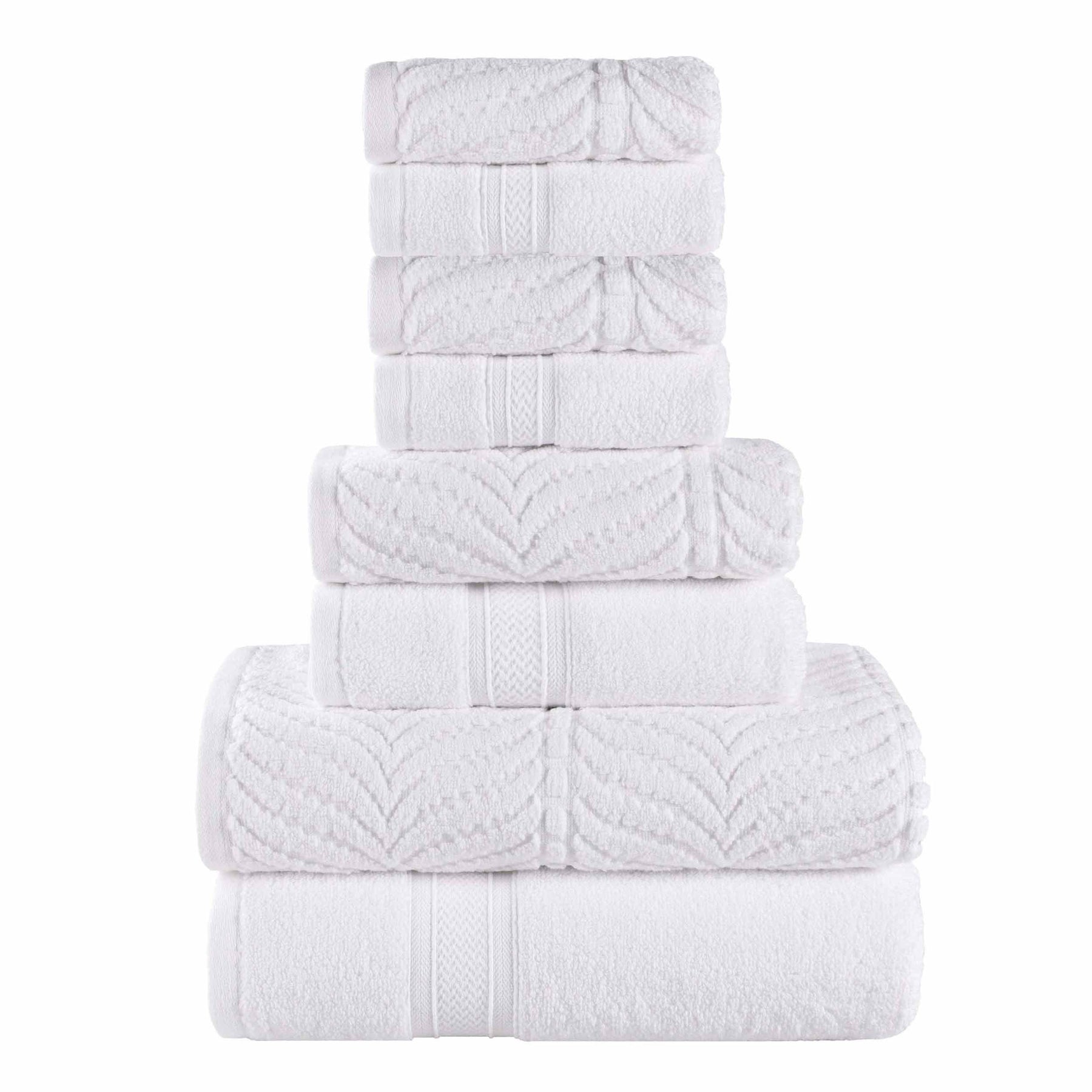 Chevron Zero Twist Cotton Solid and Jacquard 8 Piece Towel Set