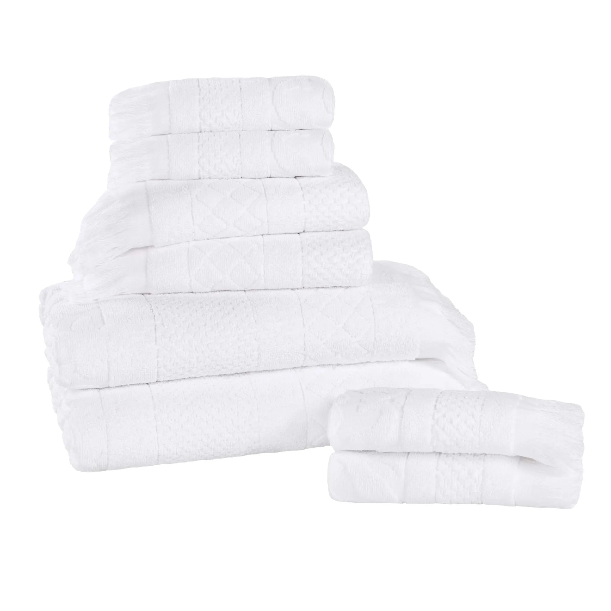 Rolla Cotton Geometric Jacquard Plush Soft Absorbent 8 Piece Towel Set - Towel Set by Superior Brand
