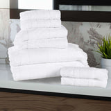 Rolla Cotton Geometric Jacquard Plush Soft Absorbent 8 Piece Towel Set - Towel Set by Superior Brand