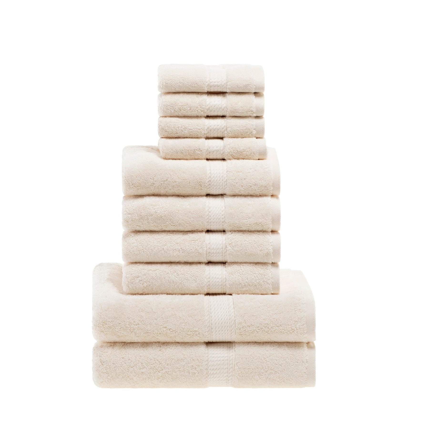 Egyptian Cotton Heavyweight 10 Piece Bath Towel Set - Cream