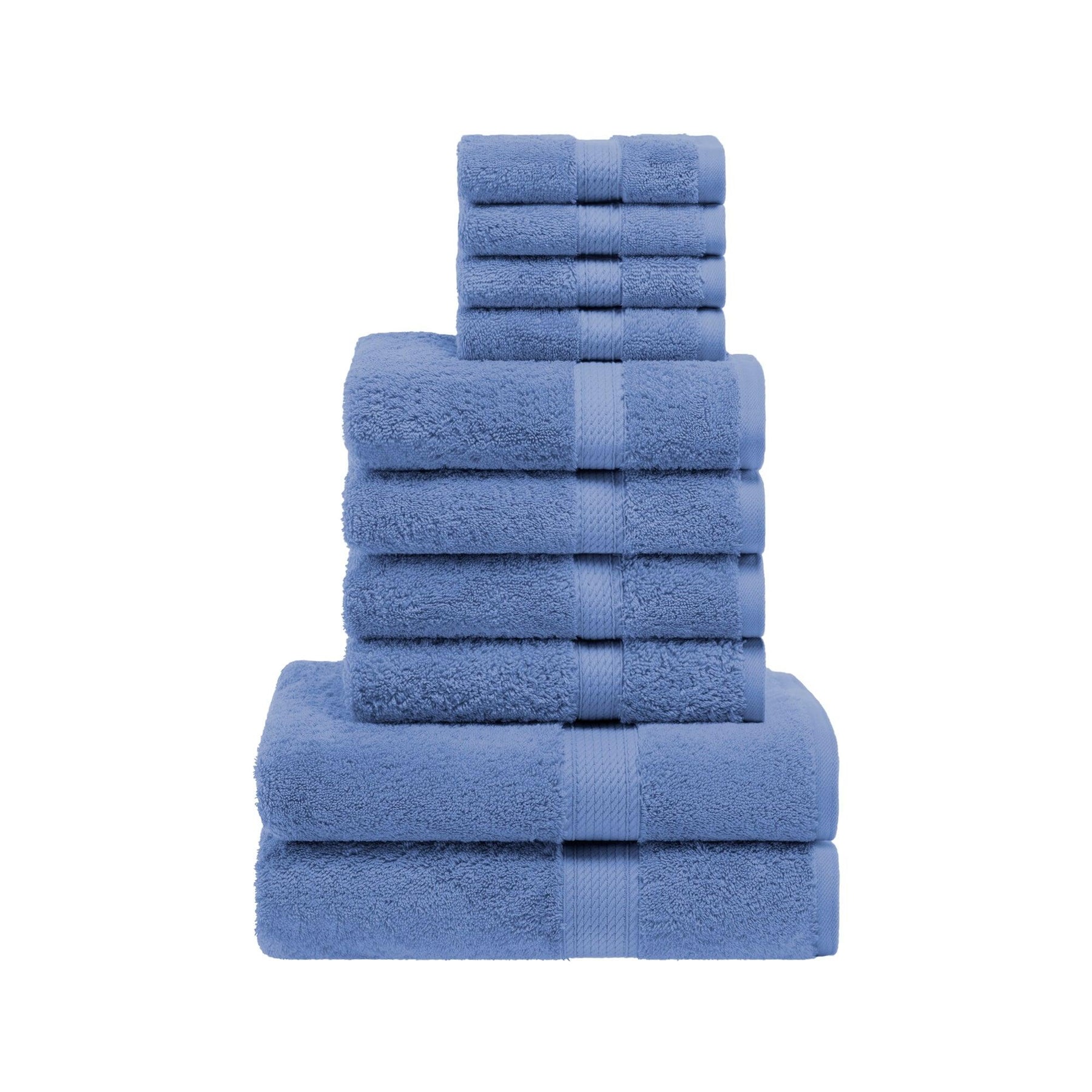 Egyptian Cotton Heavyweight 10 Piece Bath Towel Set - Denim Blue