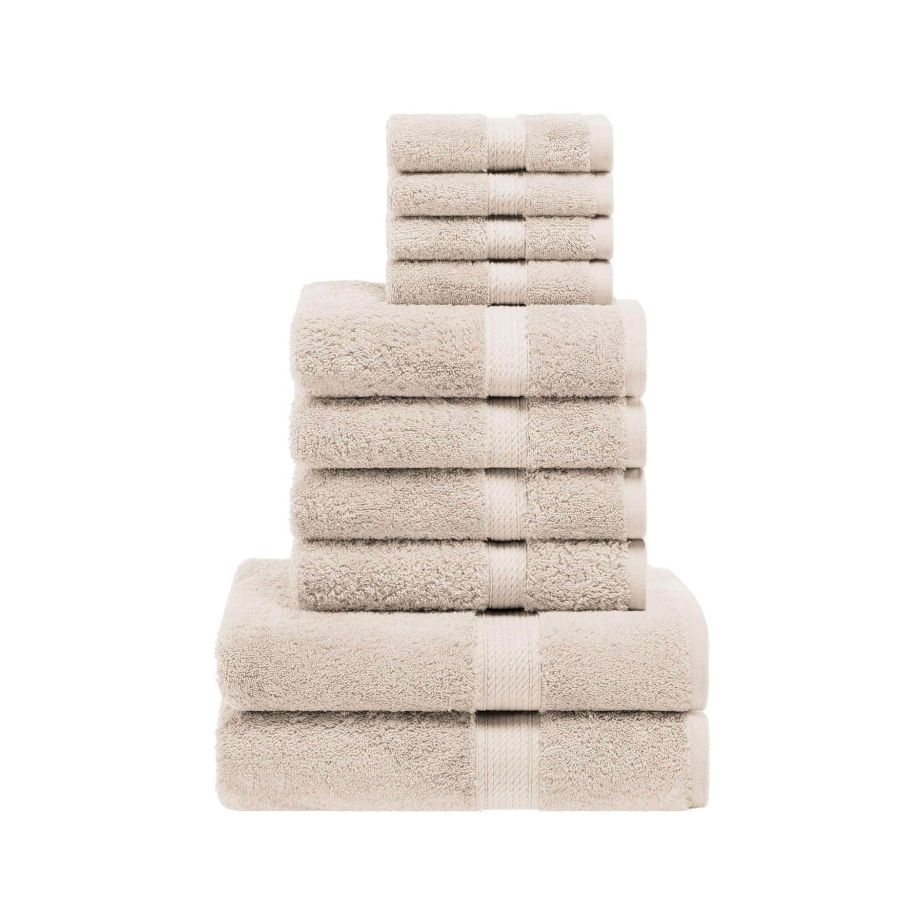 Egyptian Cotton Heavyweight 10 Piece Bath Towel Set - Stone