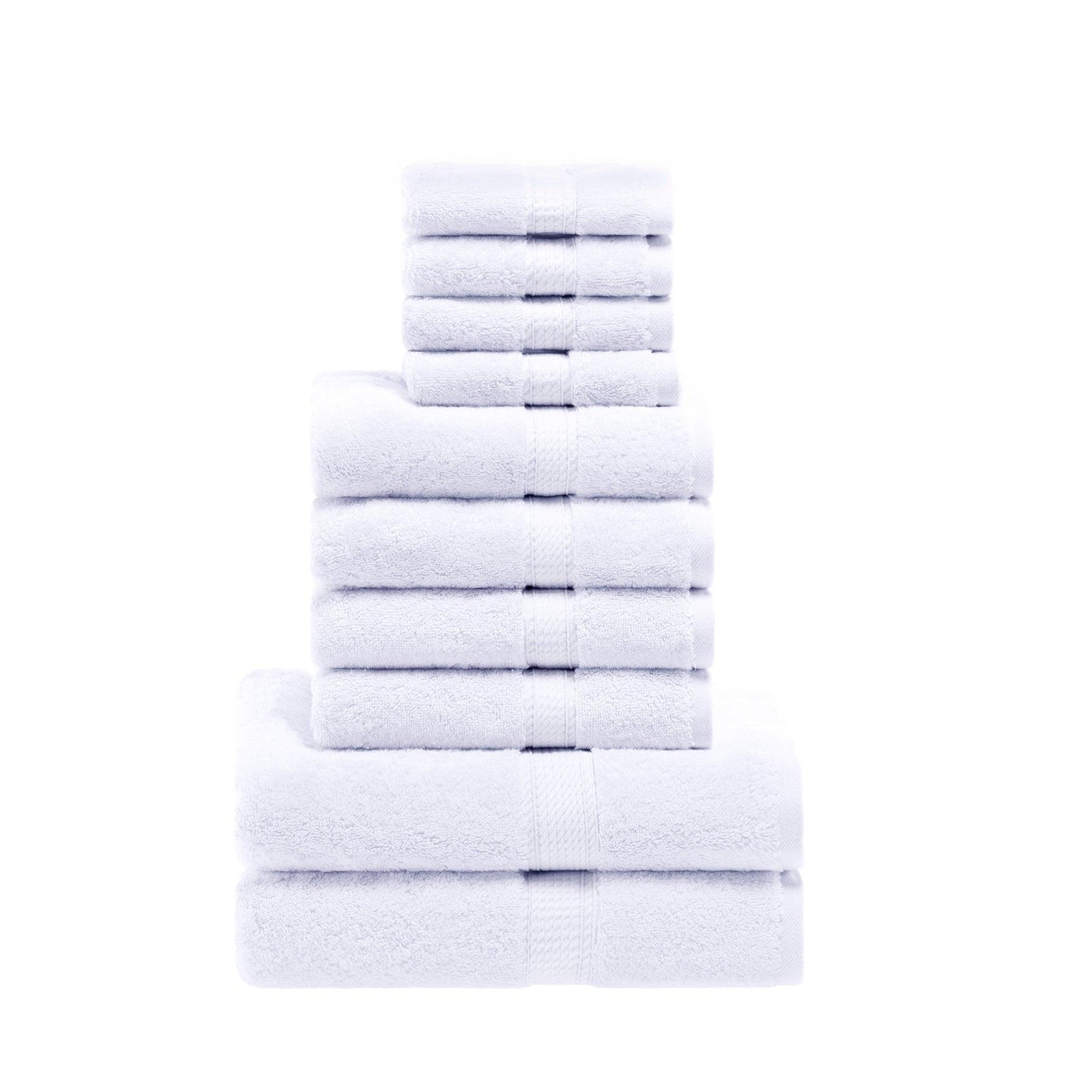 Egyptian Cotton Heavyweight 10 Piece Bath Towel Set - White