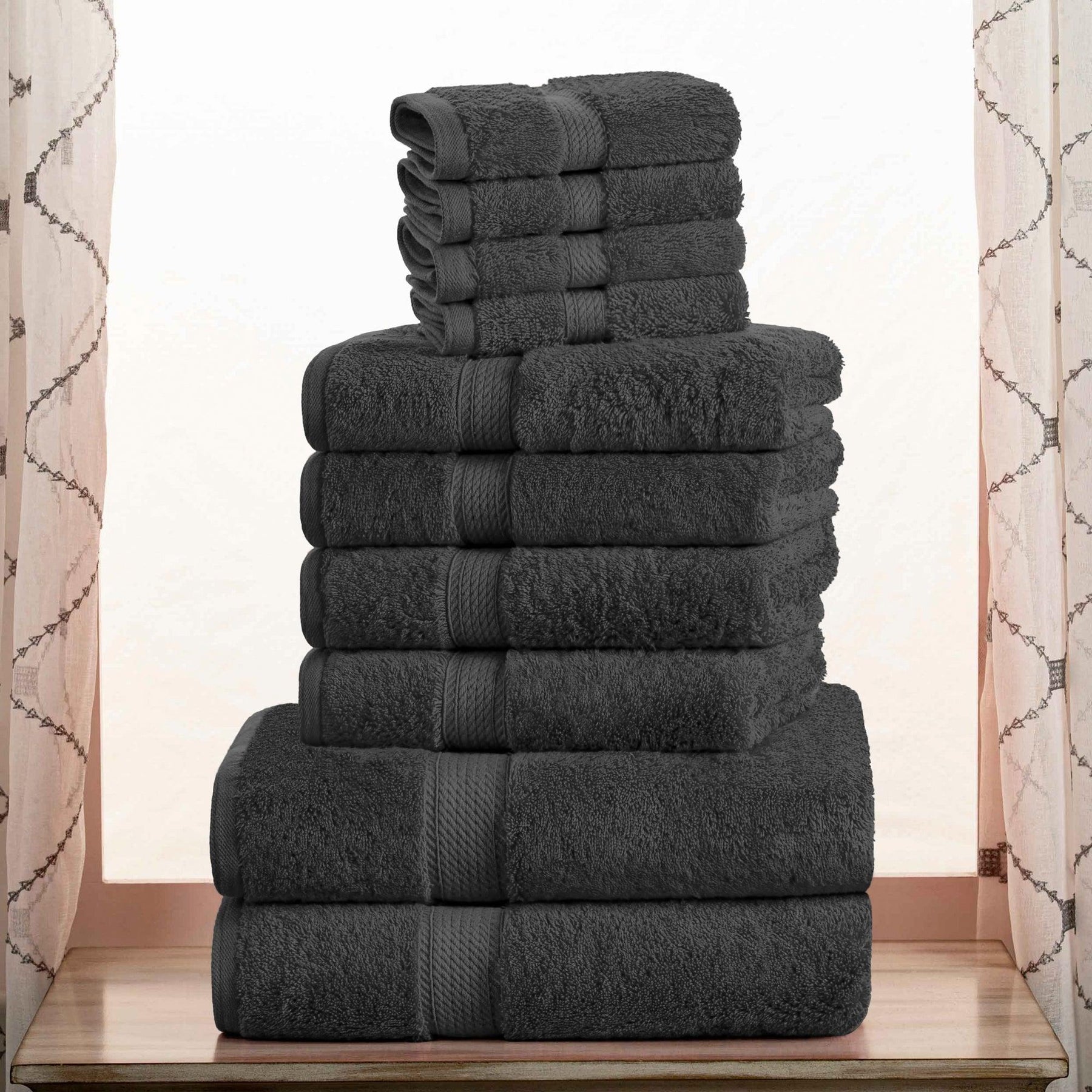 Egyptian Cotton Heavyweight 10 Piece Bath Towel Set - Charcoal
