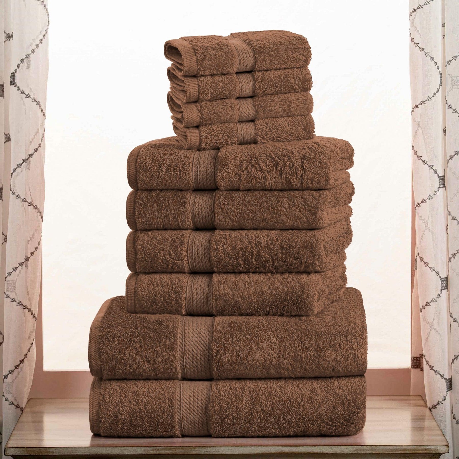 Egyptian Cotton Heavyweight 10 Piece Bath Towel Set - Chocolate