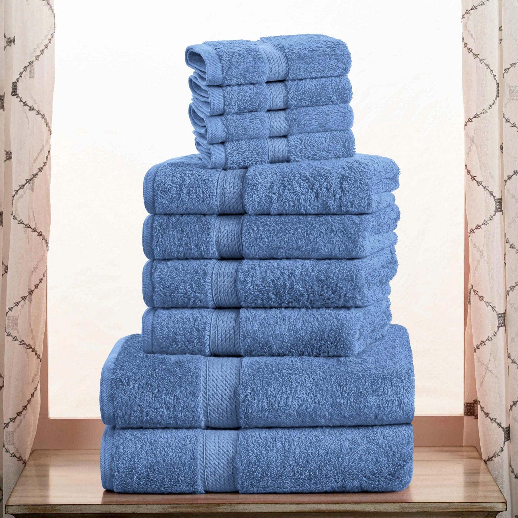 Egyptian Cotton Heavyweight 10 Piece Bath Towel Set - Denim Blue